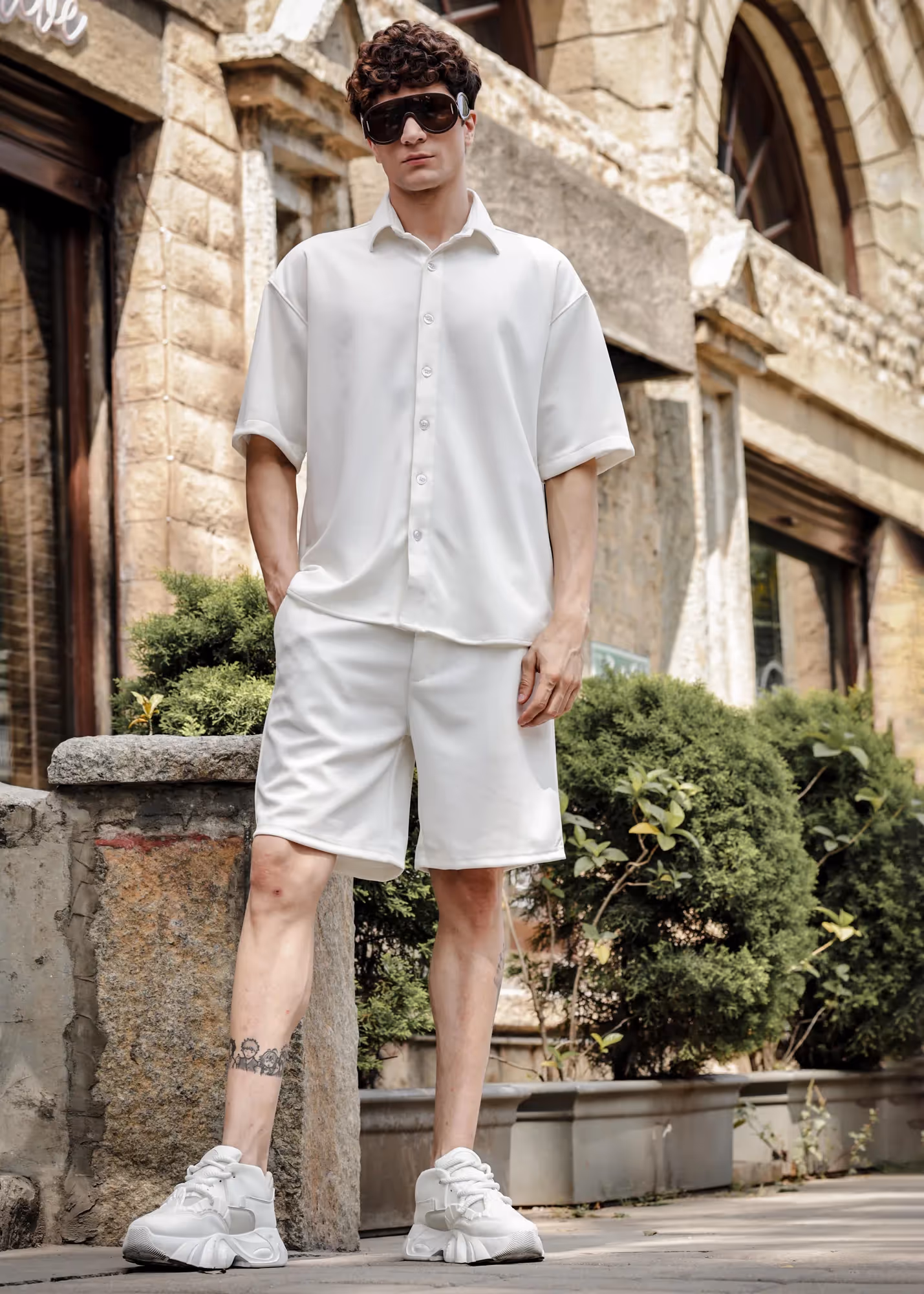 Solid Cotton Blend Oversized Co-ord Set Frost image 1