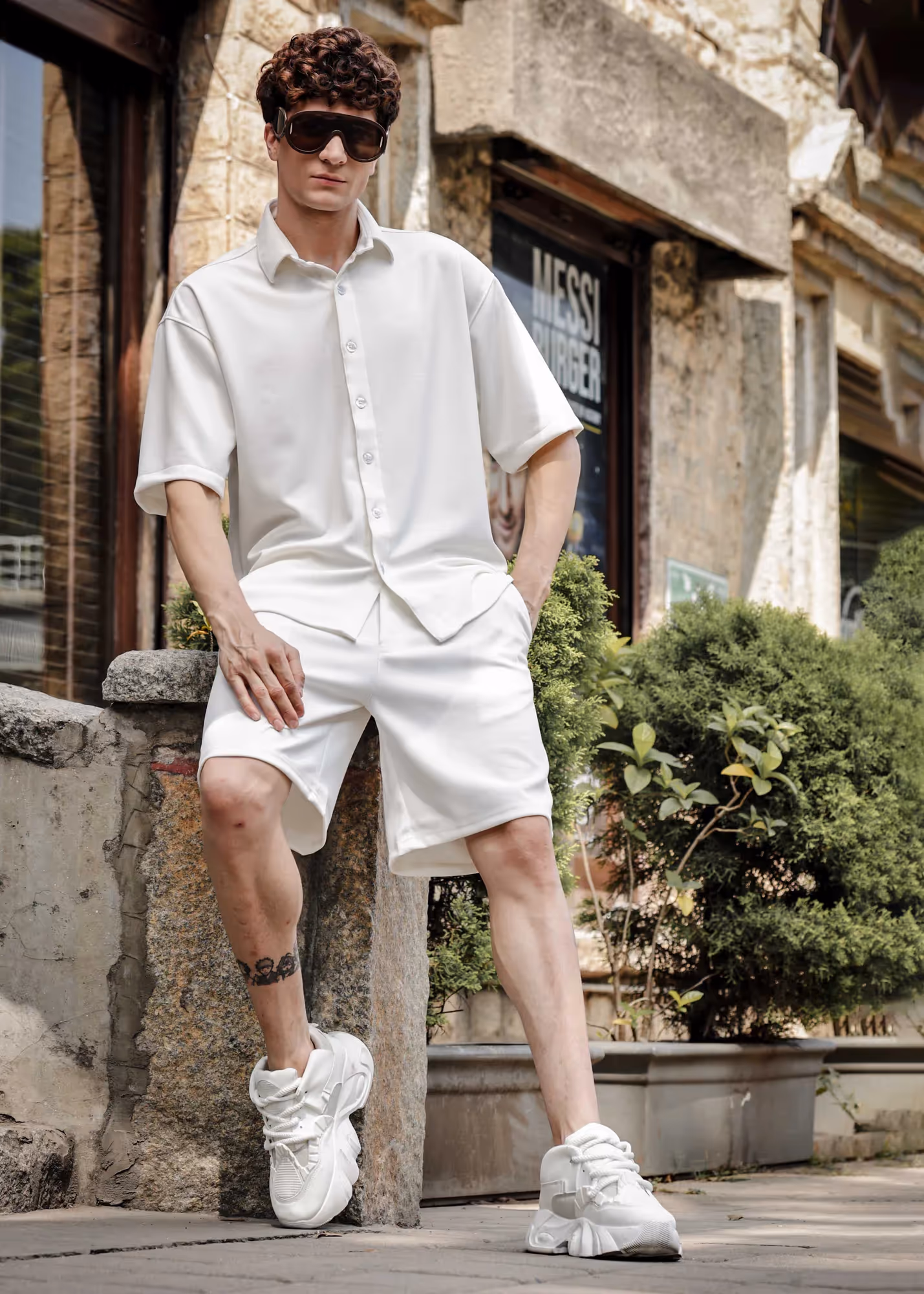Solid Cotton Blend Oversized Co-ord Set Frost image 4