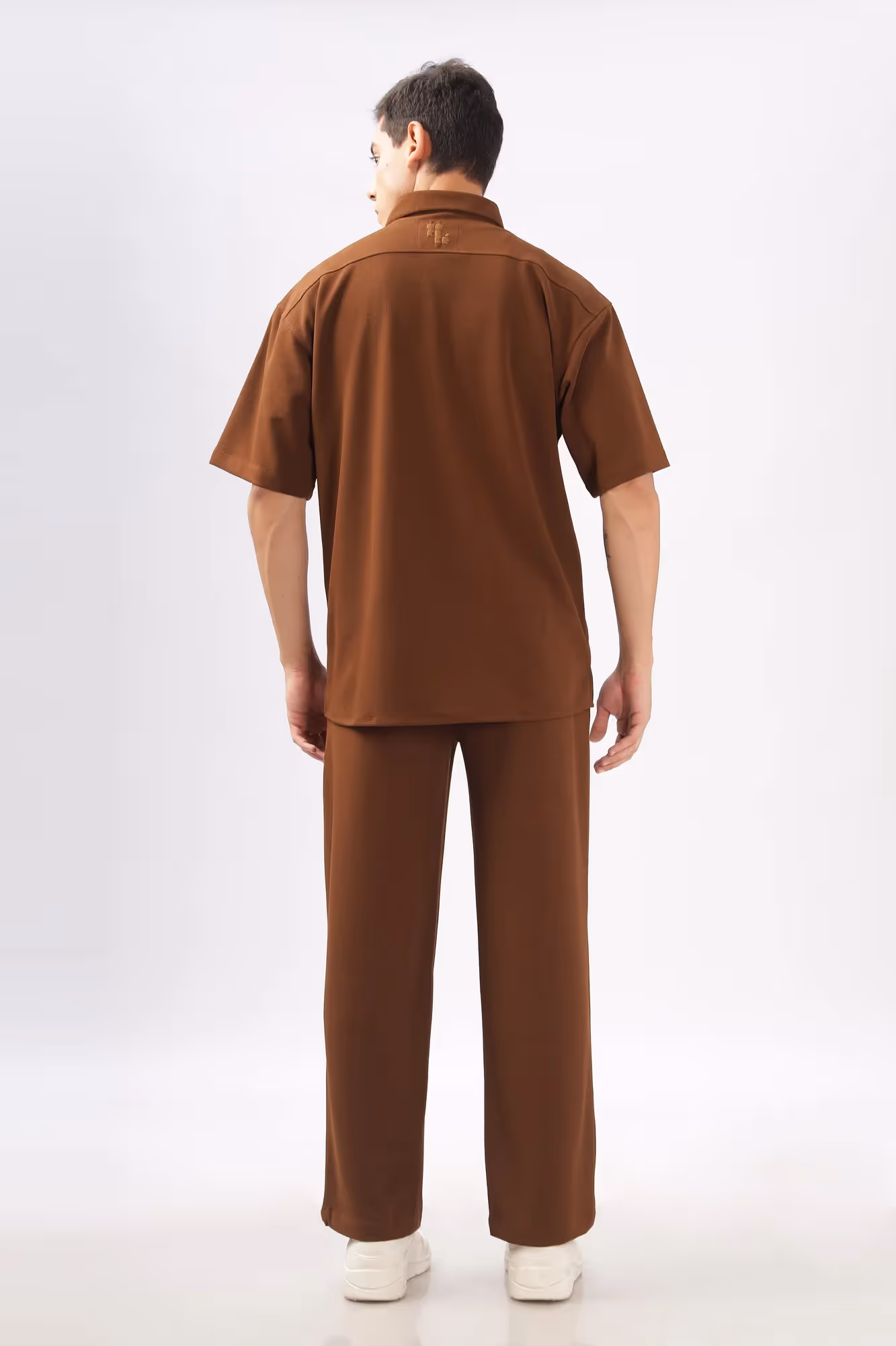 Solid Cotton Blend Oversized Co-ord Set Fudge image 4