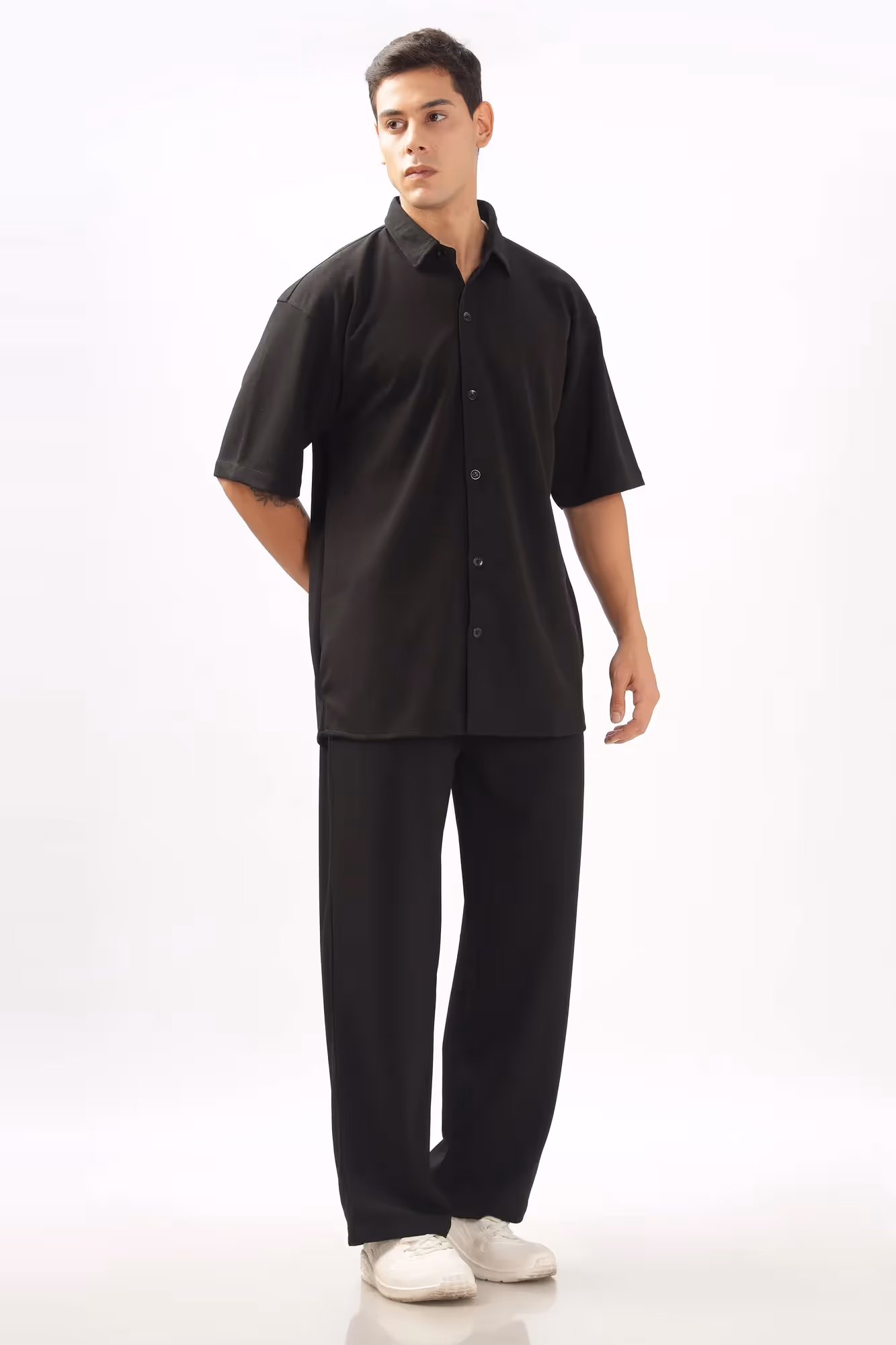 Solid Cotton Blend Oversized Co-ord Set Slate  image 3