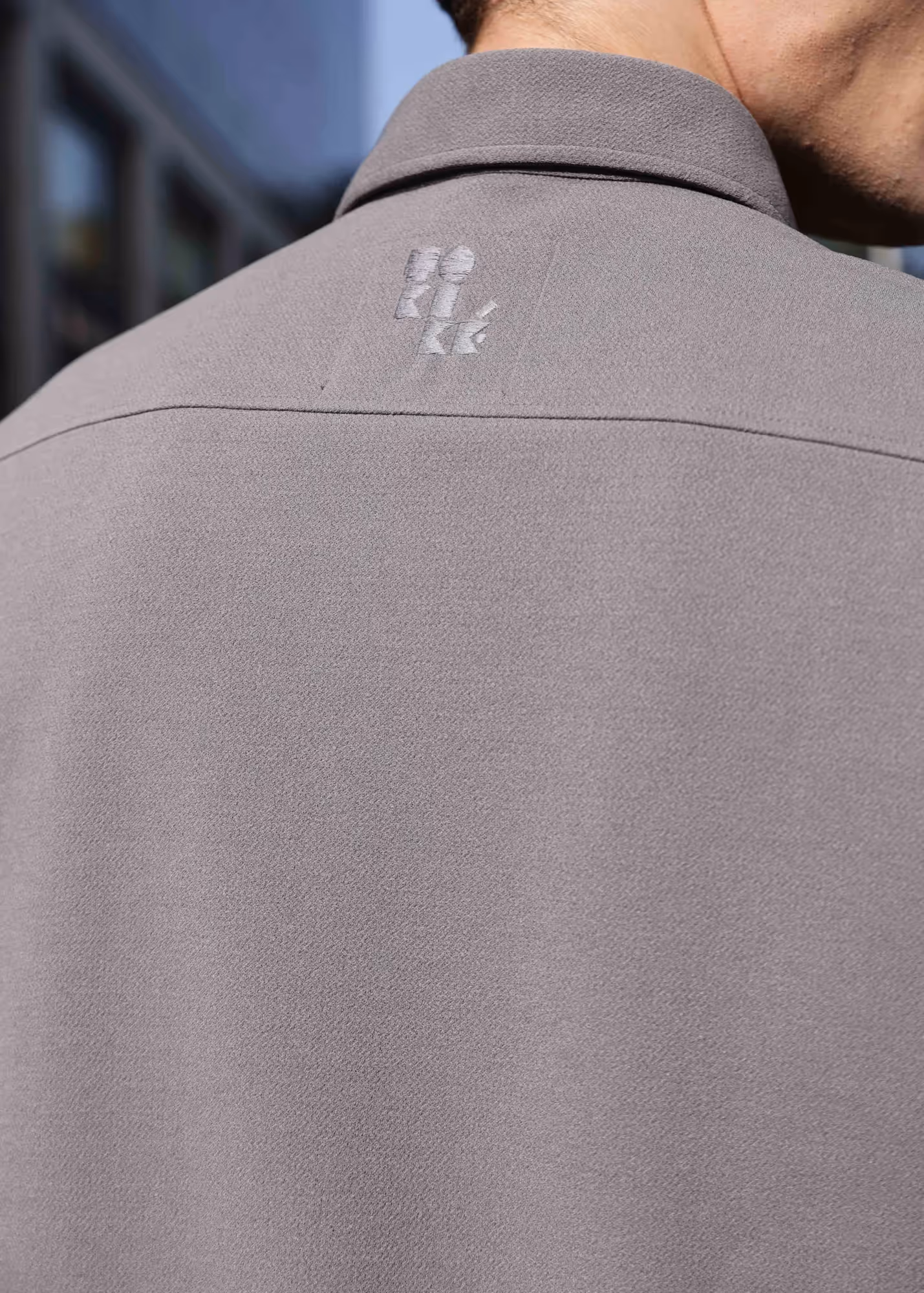 Solid Cotton Blend Oversized Shirt Lunar  image 4