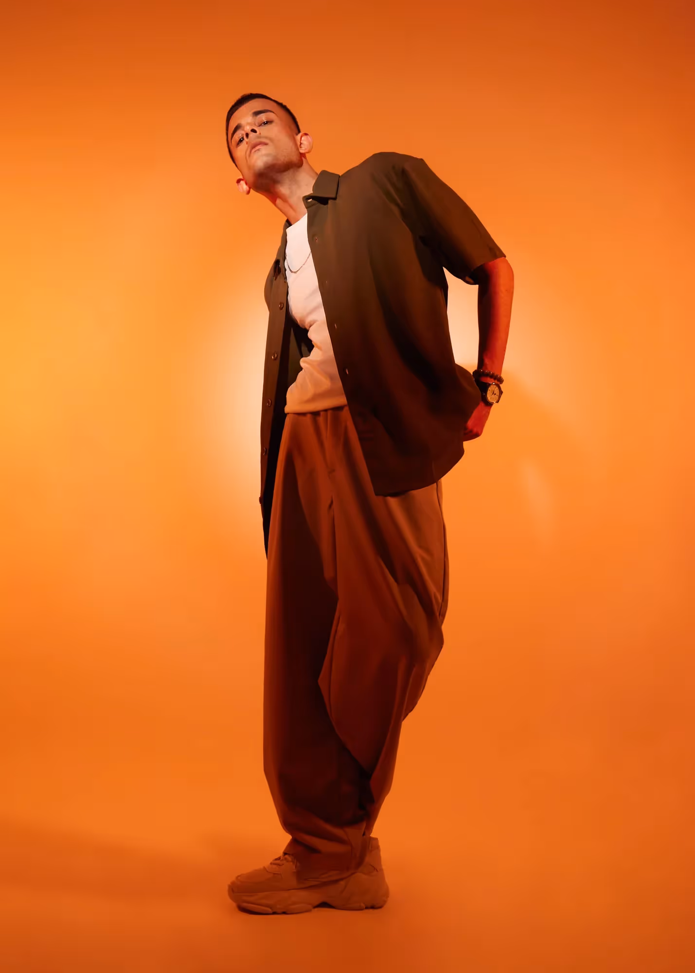Solid Cotton Blend Oversized Shirt Mangrove  image 9