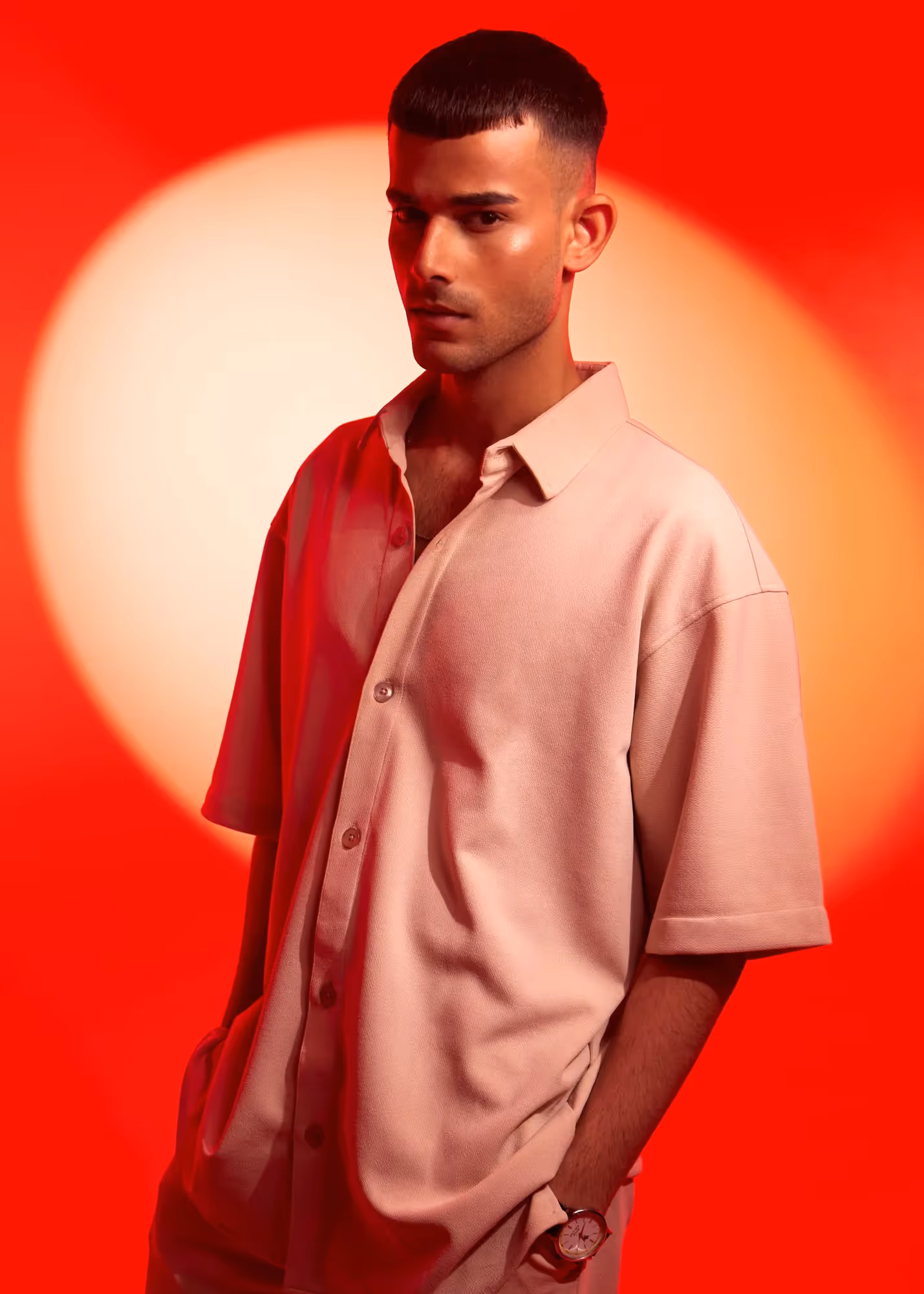 Solid Cotton Blend Oversized Shirt Pancake  image 8