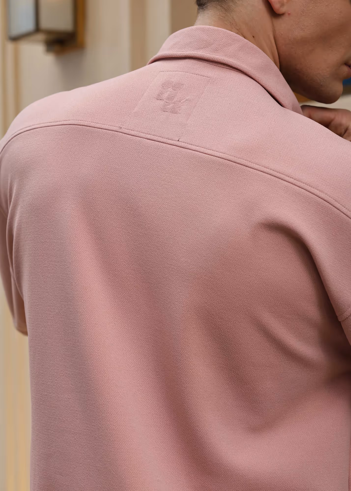 Solid Cotton Blend Oversized Shirt Rosé  image 3