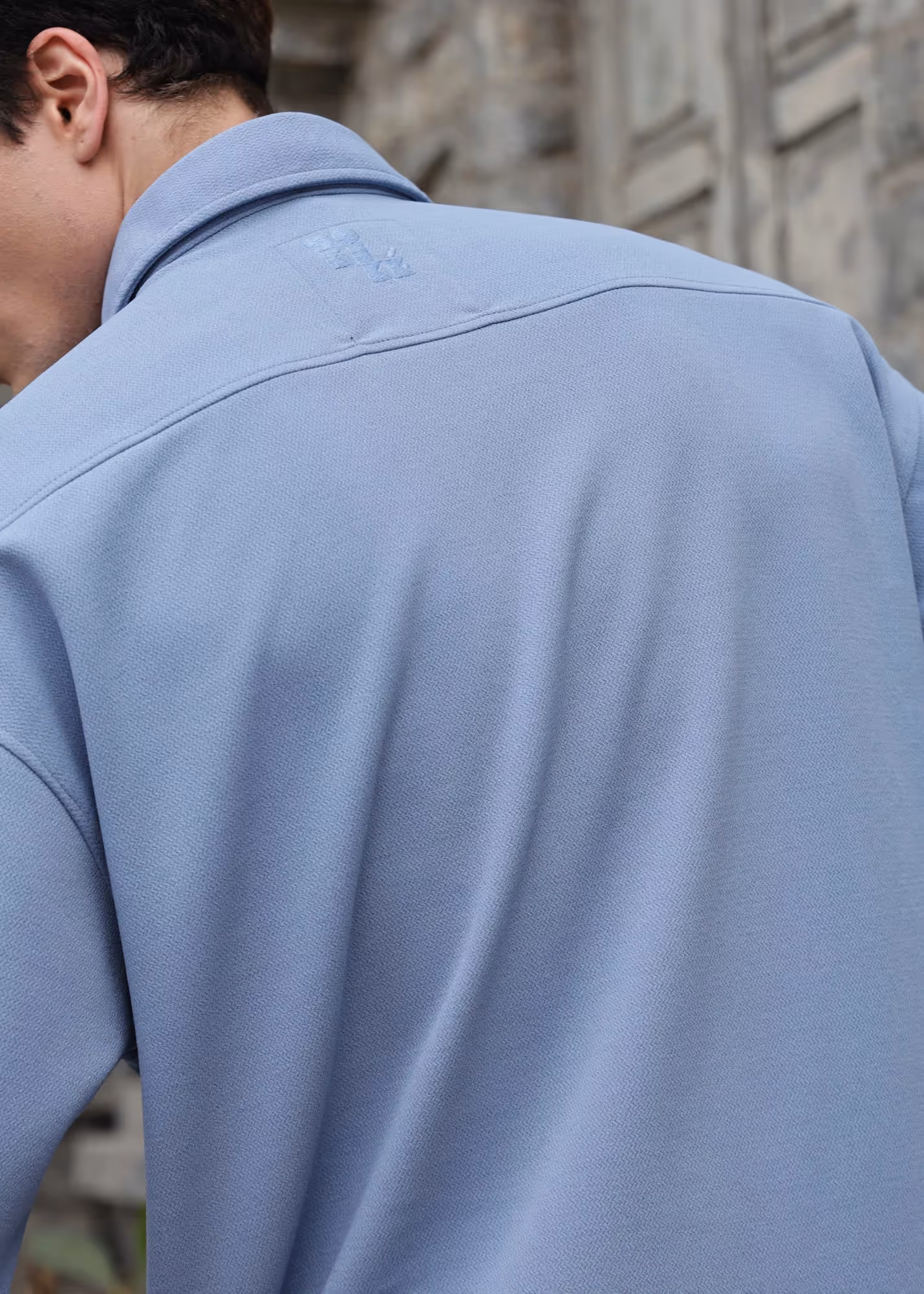 Solid Cotton Blend Oversized Shirt Thunder image 4