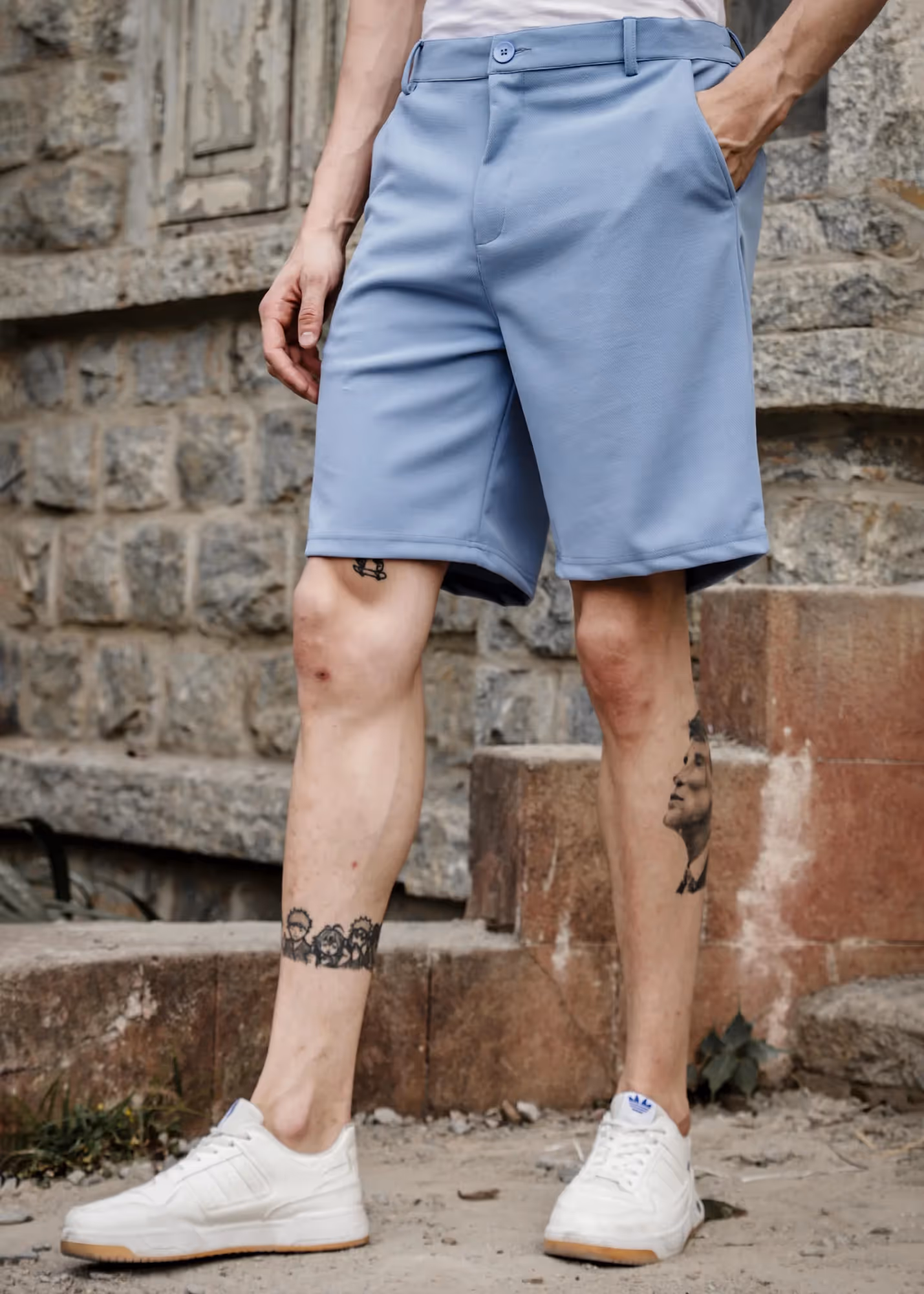 Solid Cotton Blend Oversized Shorts Thunder image 1