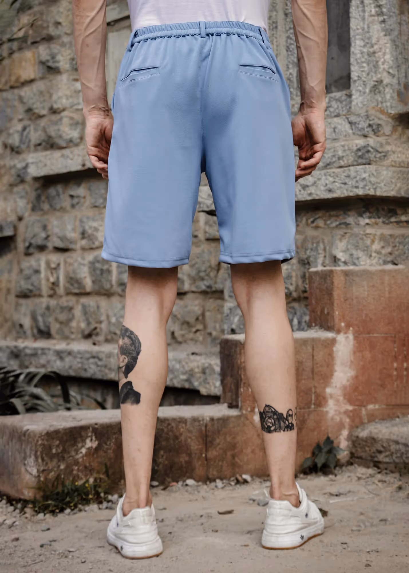 Solid Cotton Blend Oversized Shorts Thunder image 2