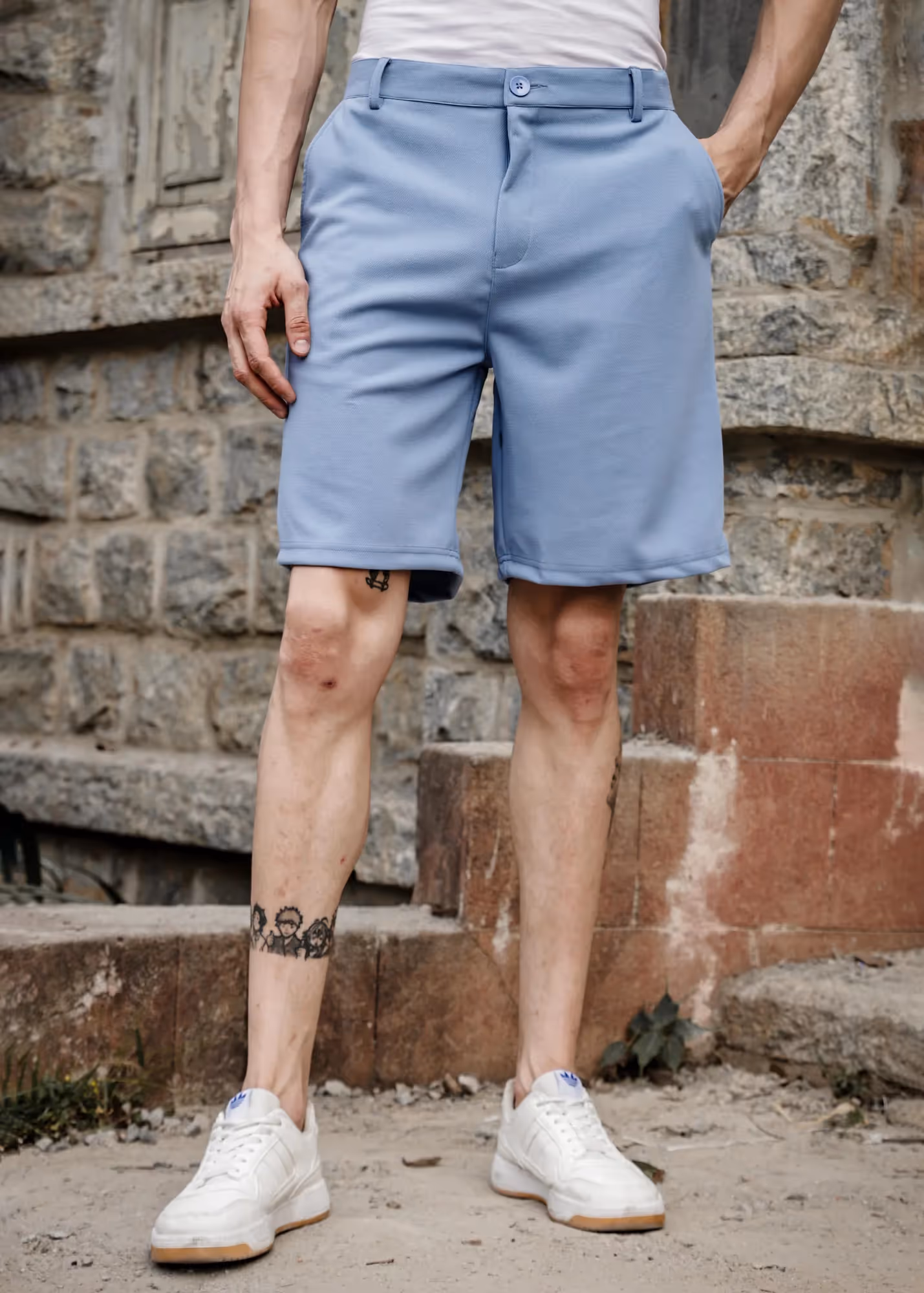 Solid Cotton Blend Oversized Shorts Thunder image 5