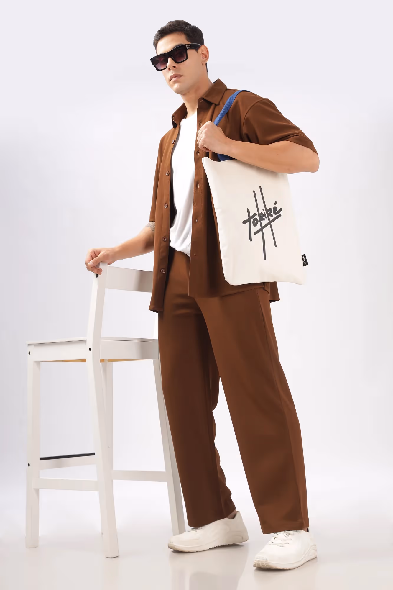 Solid Cotton Blend Oversized Trouser image 2