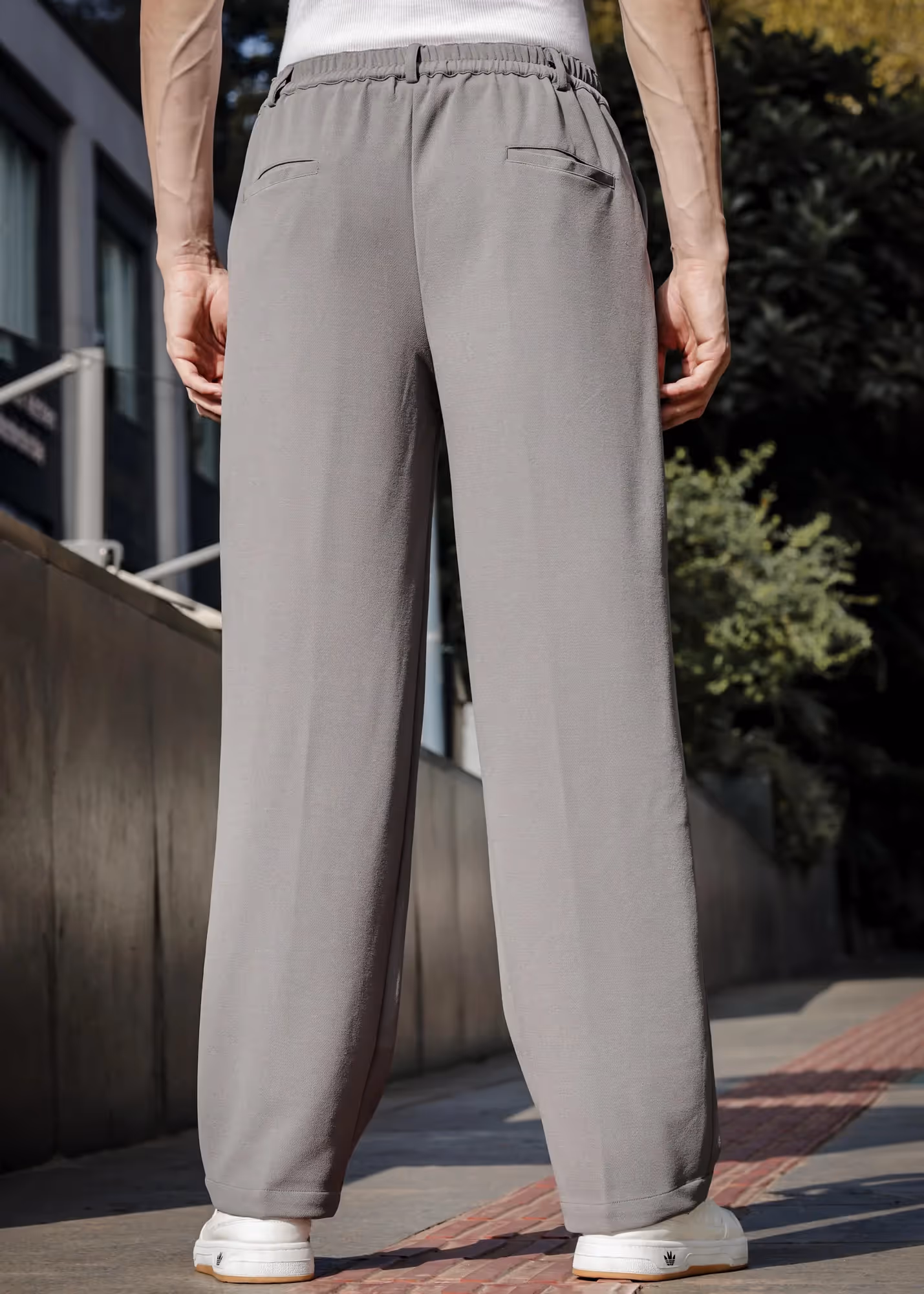 Solid Cotton Blend Oversized Trouser Lunar  image 3