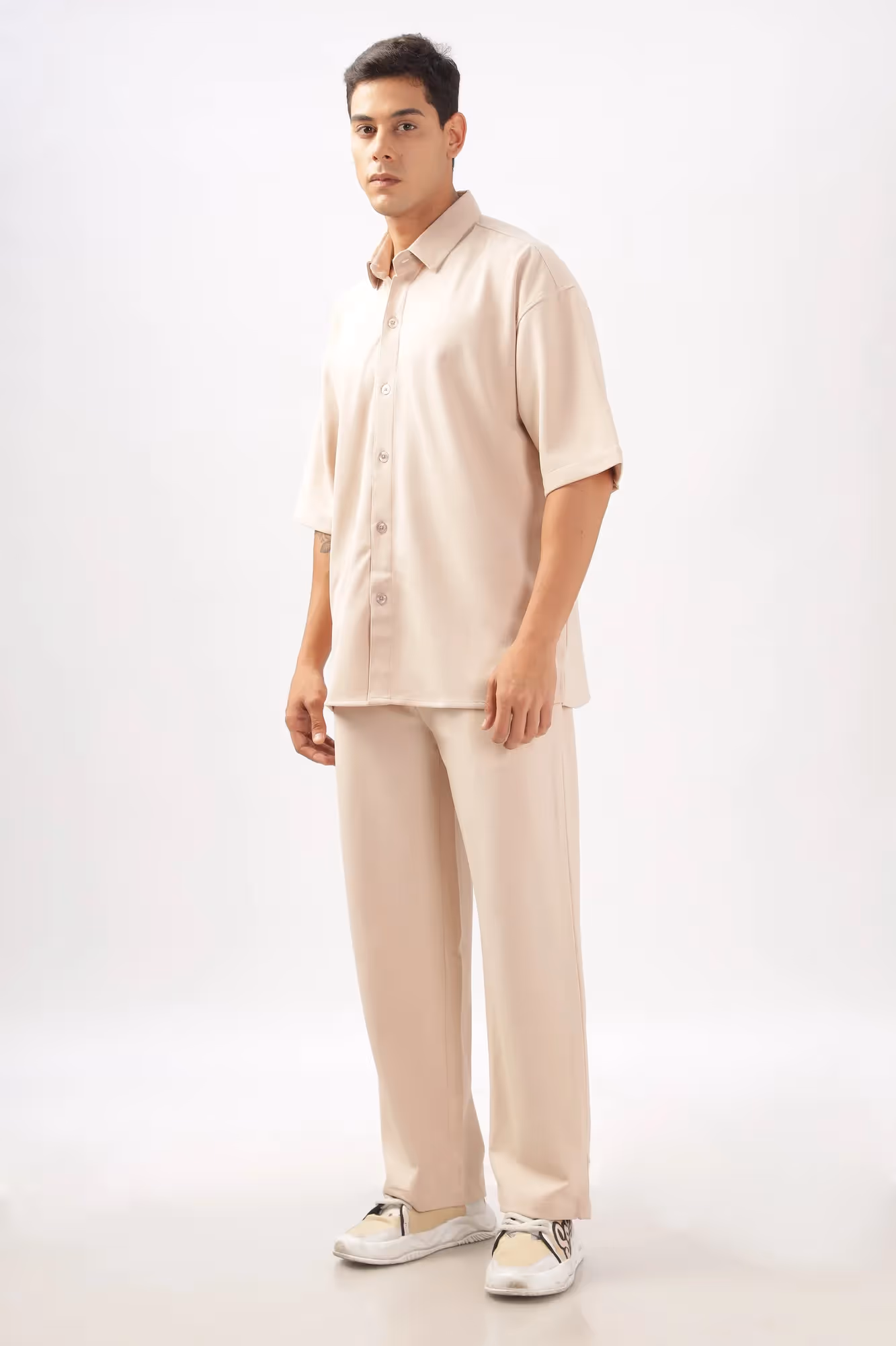 Solid Cotton Blend Oversized Trouser Pancake image 2