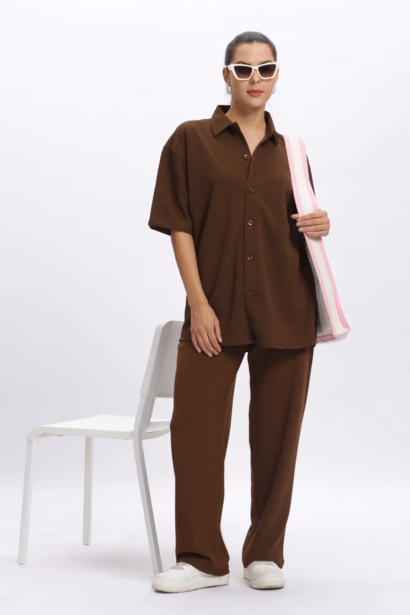 Solid Cotton Blend Oversized Trouser image 2