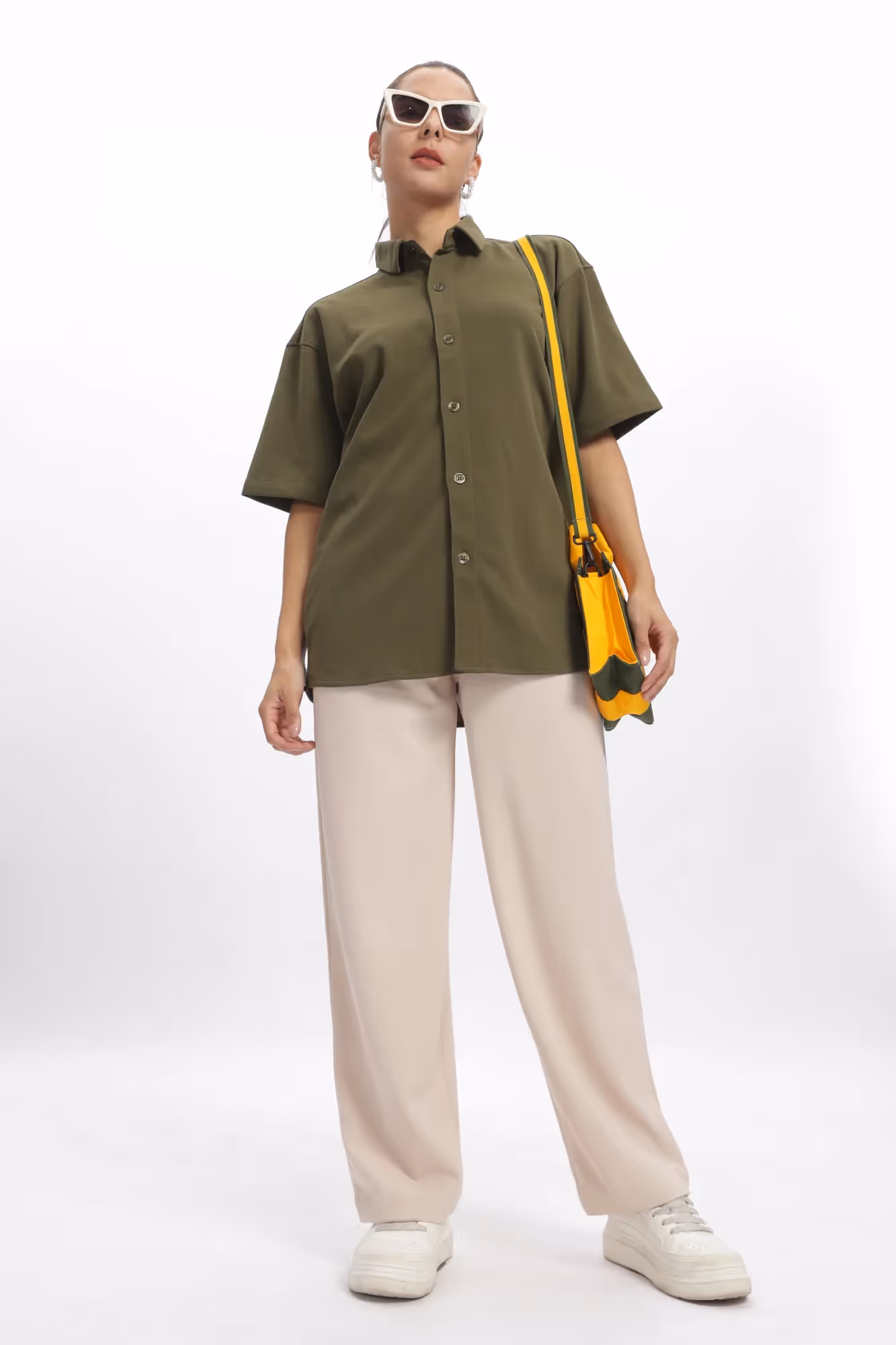 Solid Cotton Blend Oversized Trouser image 4