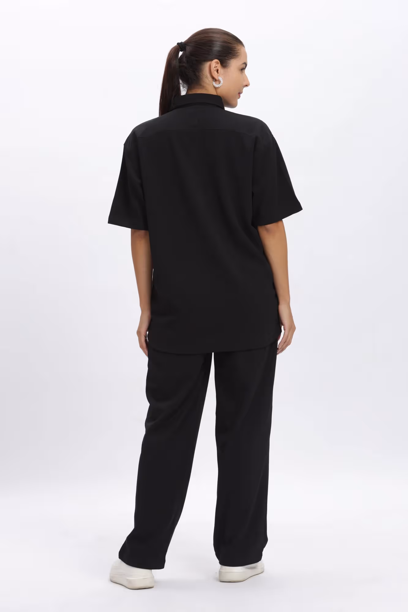 Solid Cotton Blend Oversized Trouser image 5