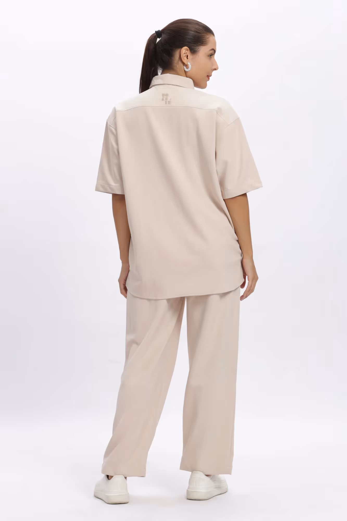 Solid Cotton Blend Oversized Trouser image 6