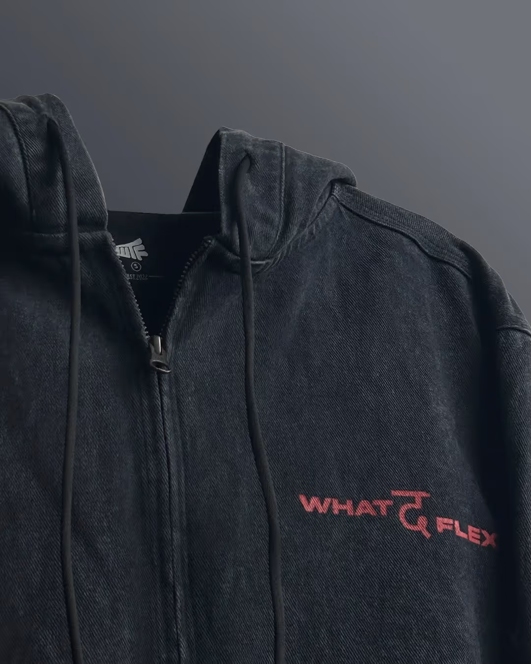 Aafat Black Denim Zipper Hoodie image 6