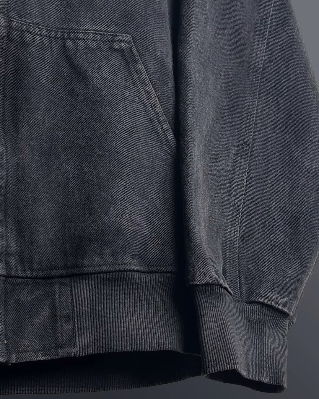 Aafat Black Denim Zipper Hoodie image 7
