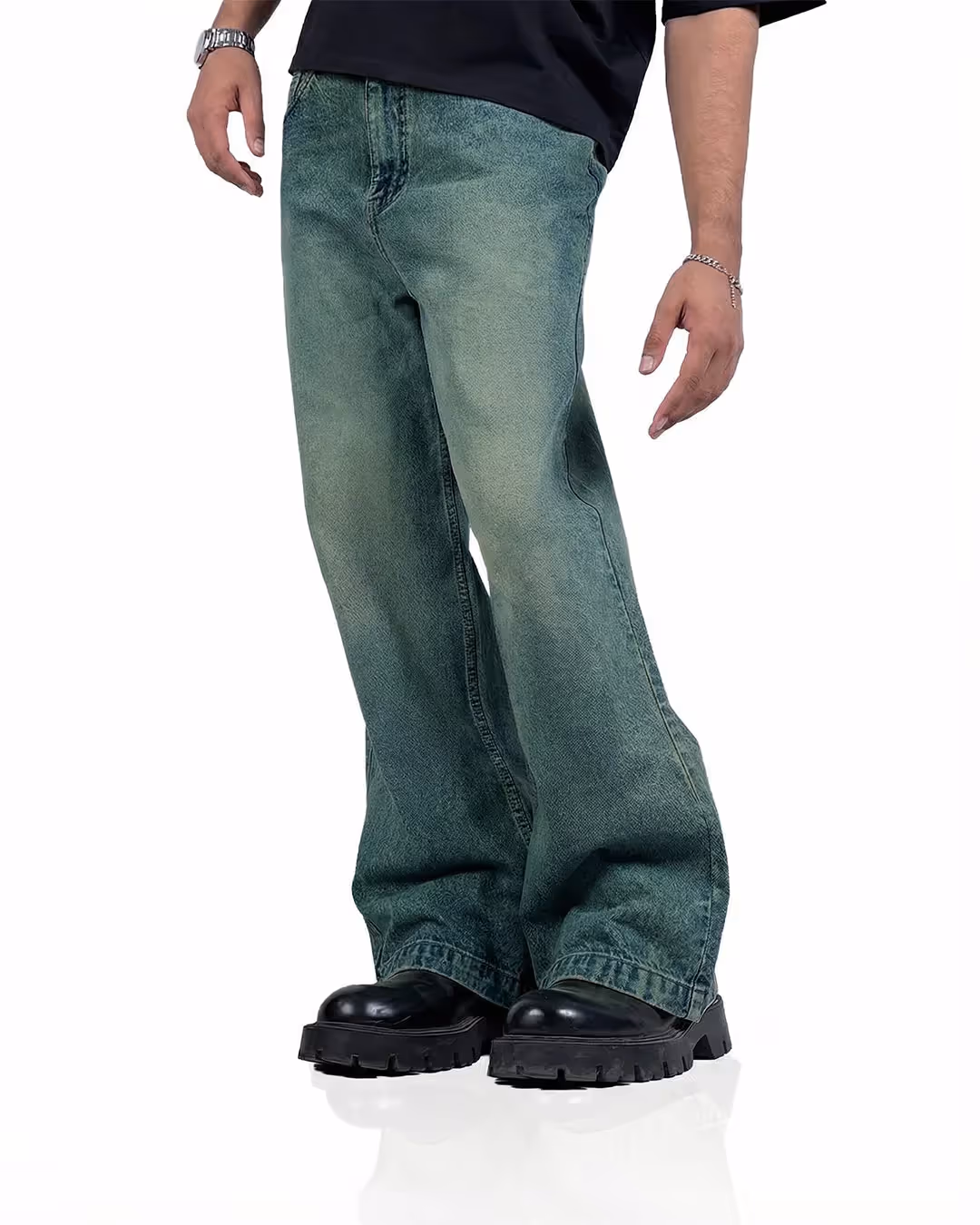 Antique Blue Wide Flared Jeans image 1