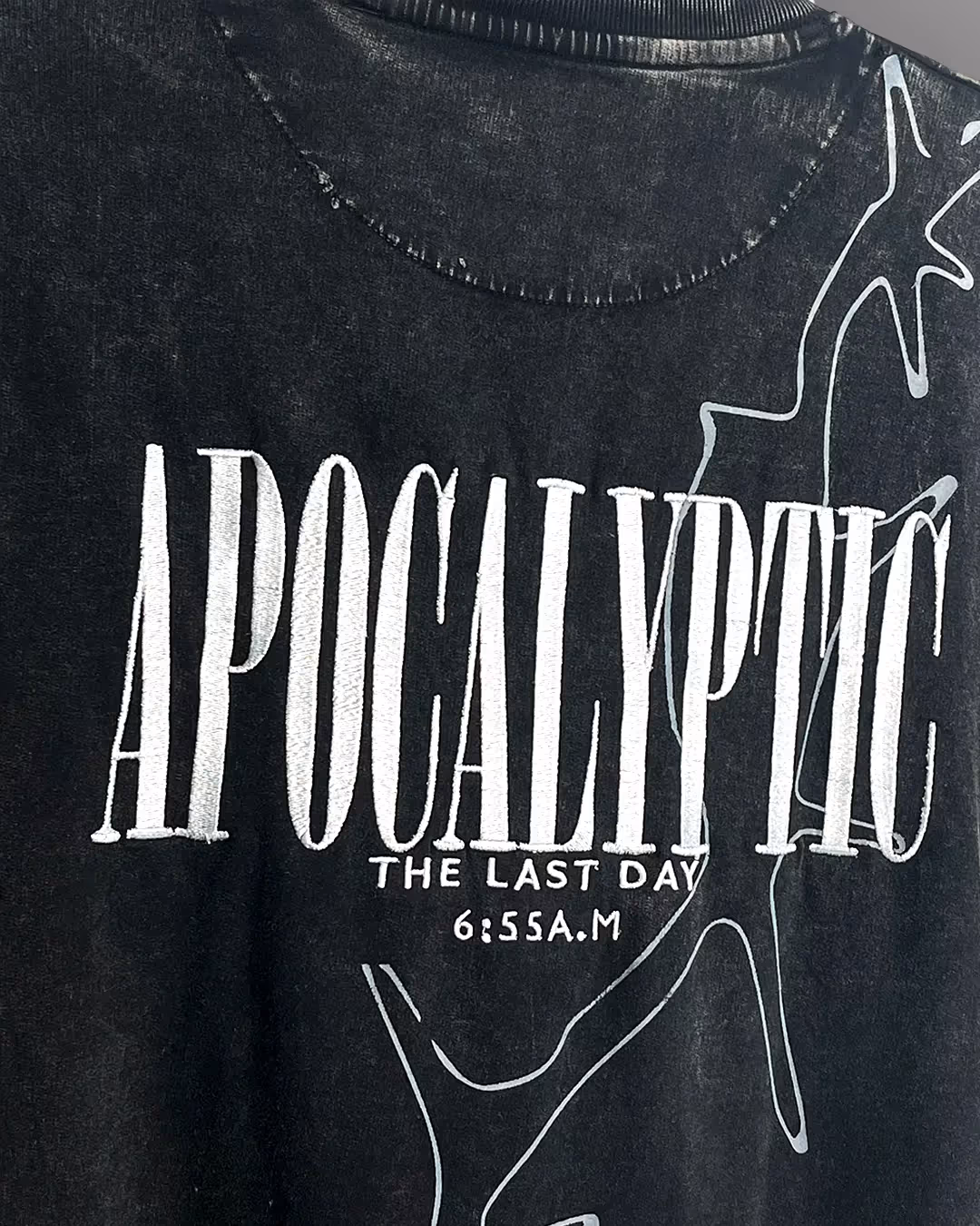 Apocalyptic Black Printed Acid Wash T-Shirt image 7