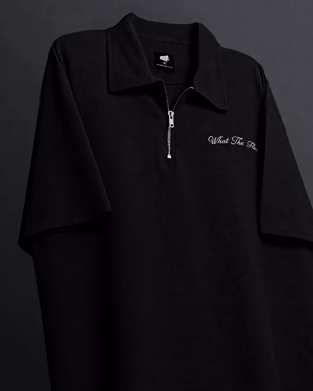 Ash Black Polo T-Shirt With Zip  image 3