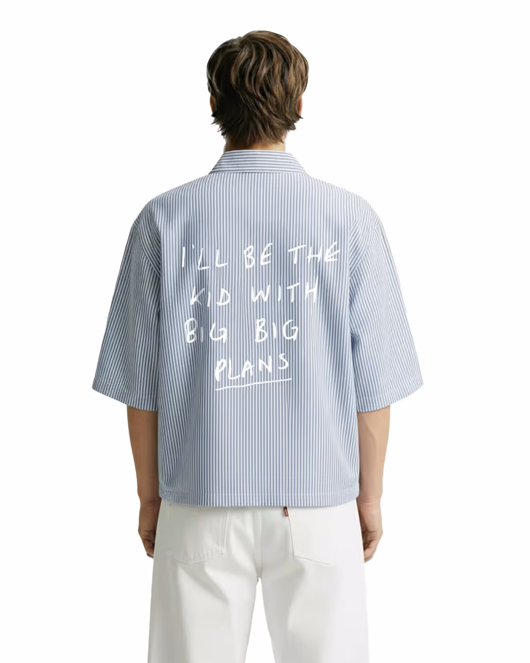 Big Plans Blue and White Half Sleeves Striped Shirt image 1