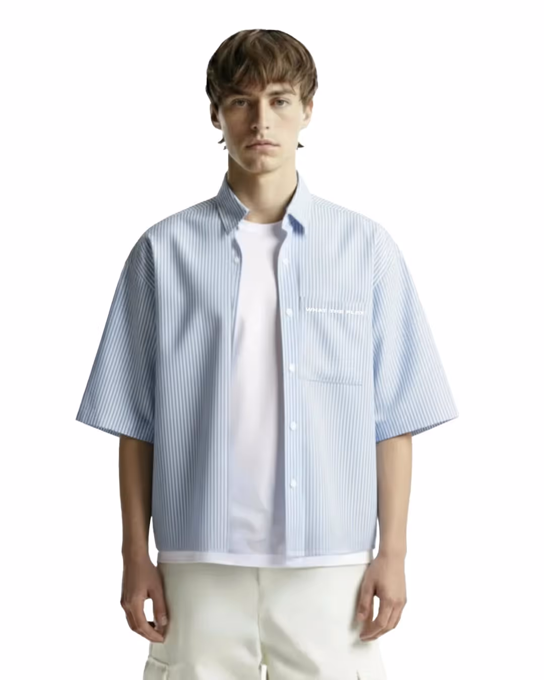 Big Plans Blue and White Half Sleeves Striped Shirt image 2