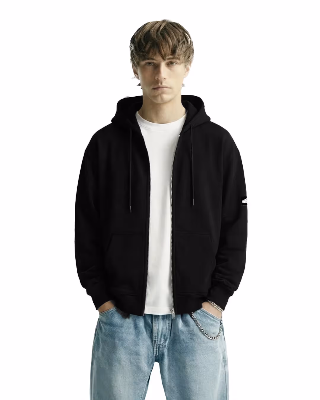 Black Blank Zipper Hoodie image 2