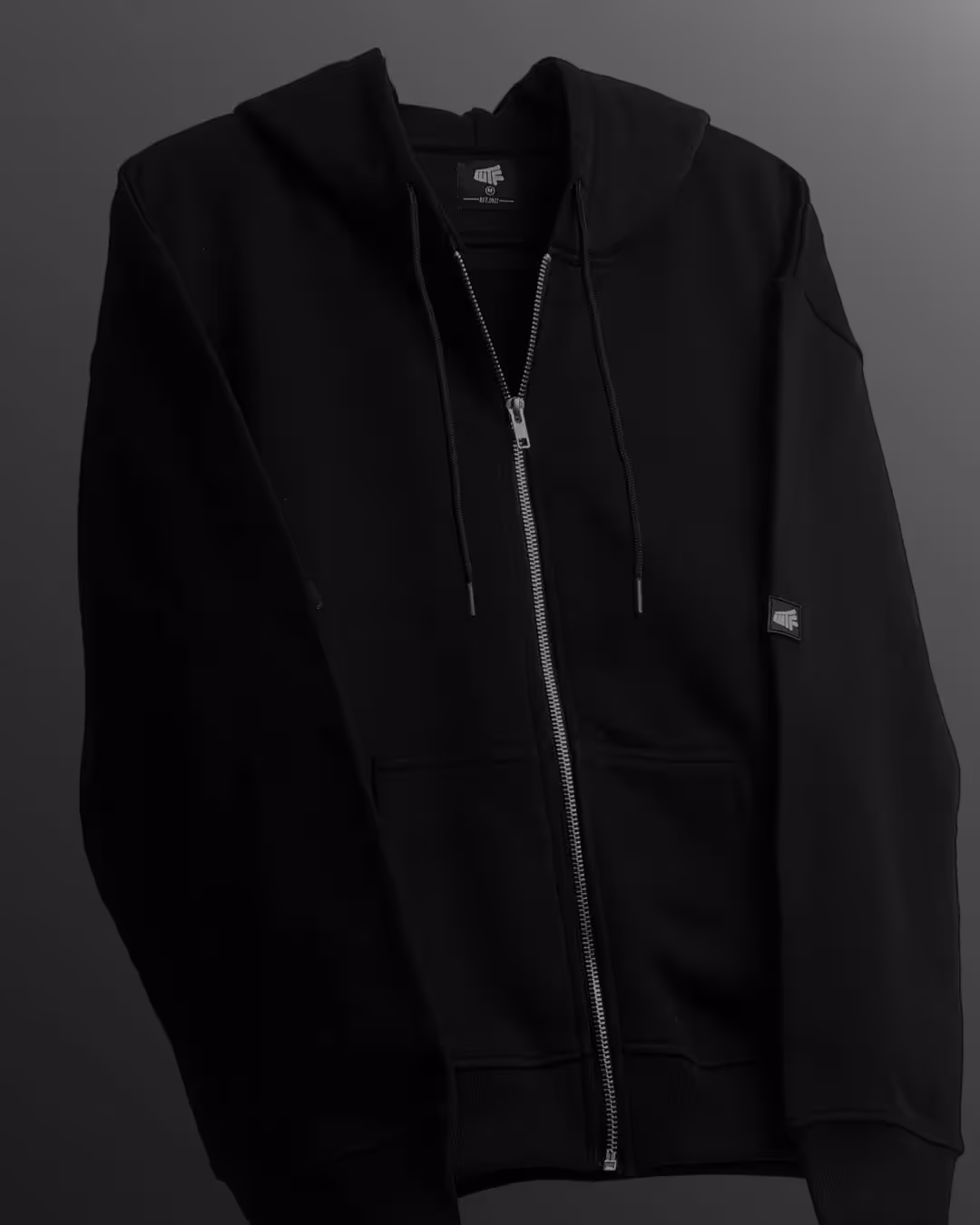 Black Blank Zipper Hoodie image 5
