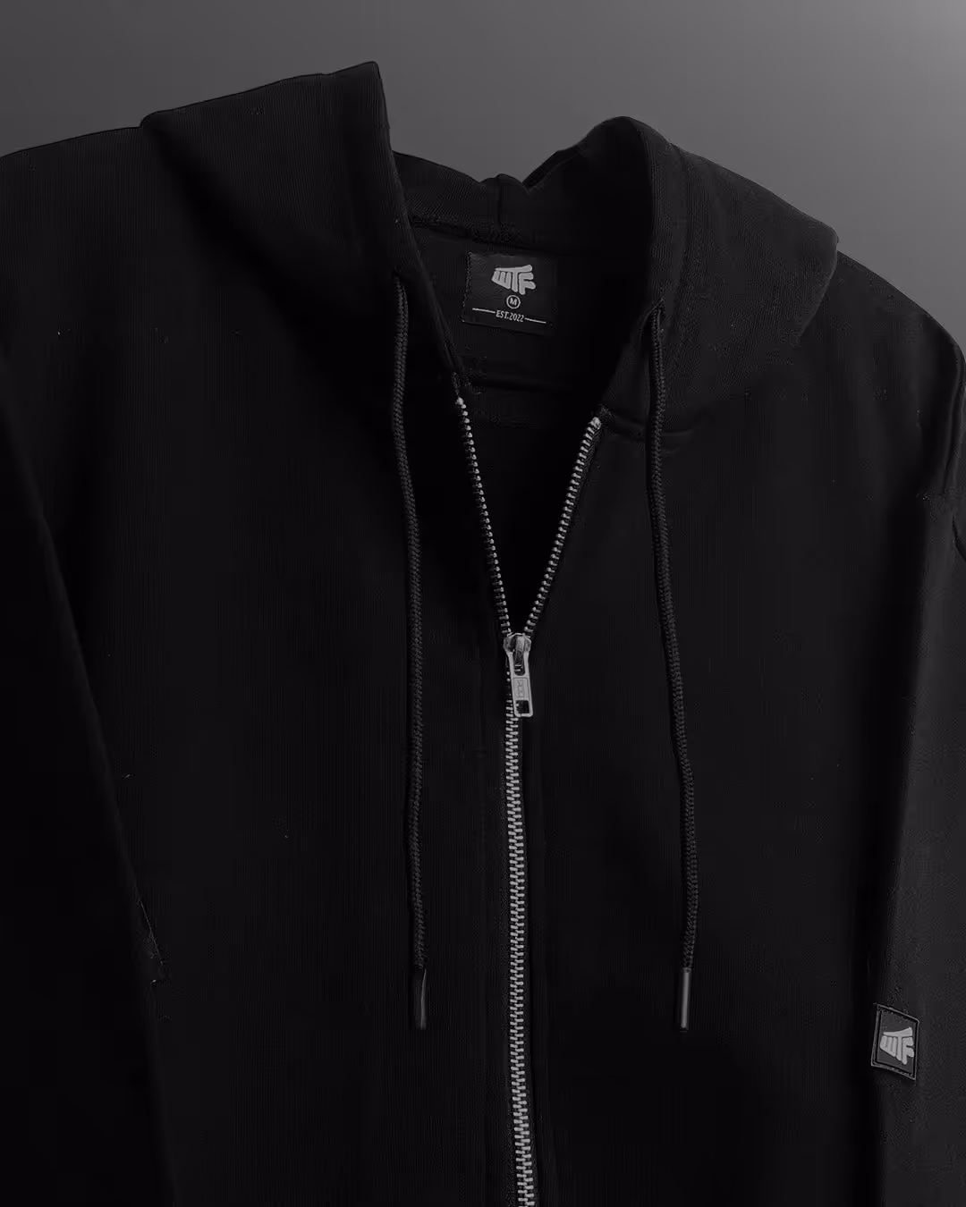 Black Blank Zipper Hoodie image 6