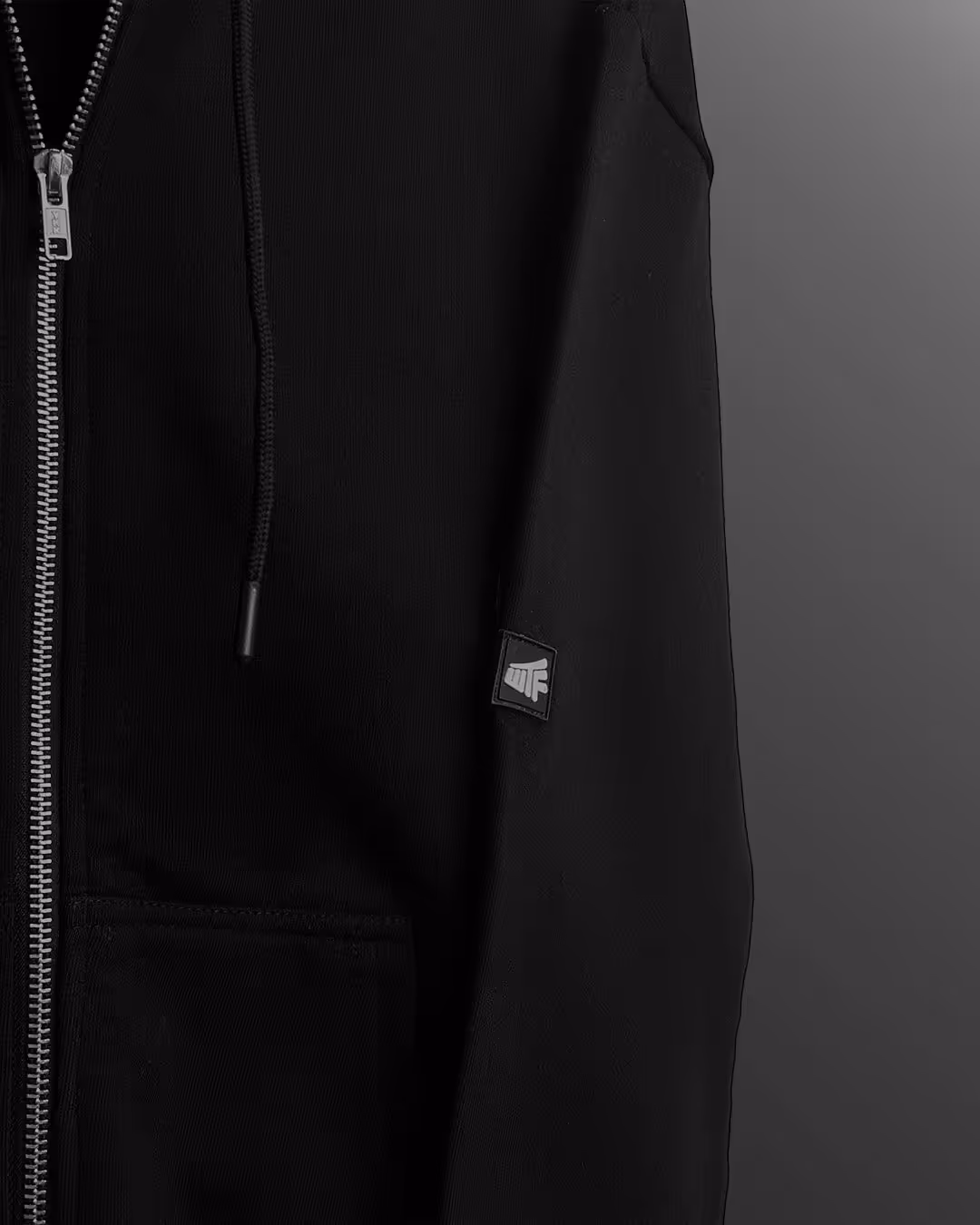 Black Blank Zipper Hoodie image 8