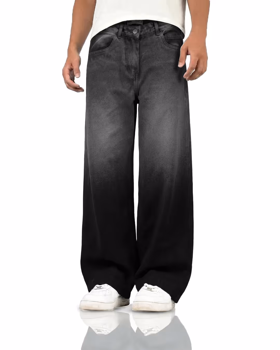 Black Dual Wash Baggy Jeans  image 1