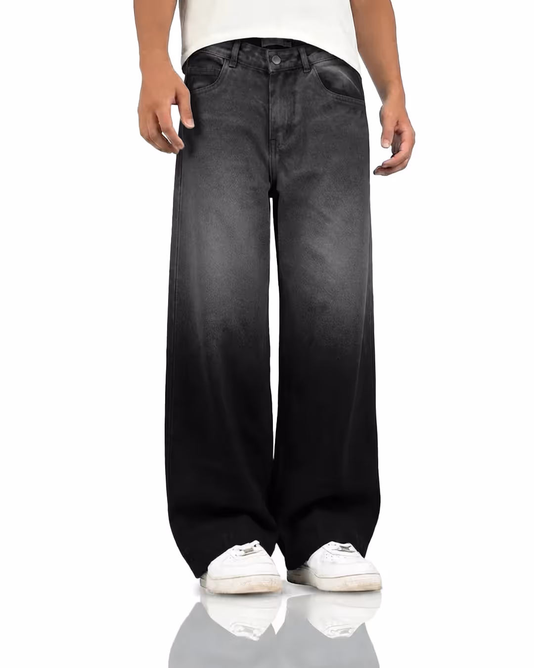 Black Dual Wash Baggy Jeans image 2