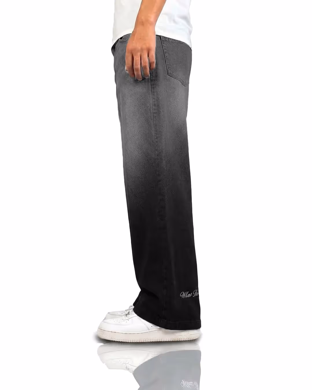 Black Dual Wash Baggy Jeans image 6