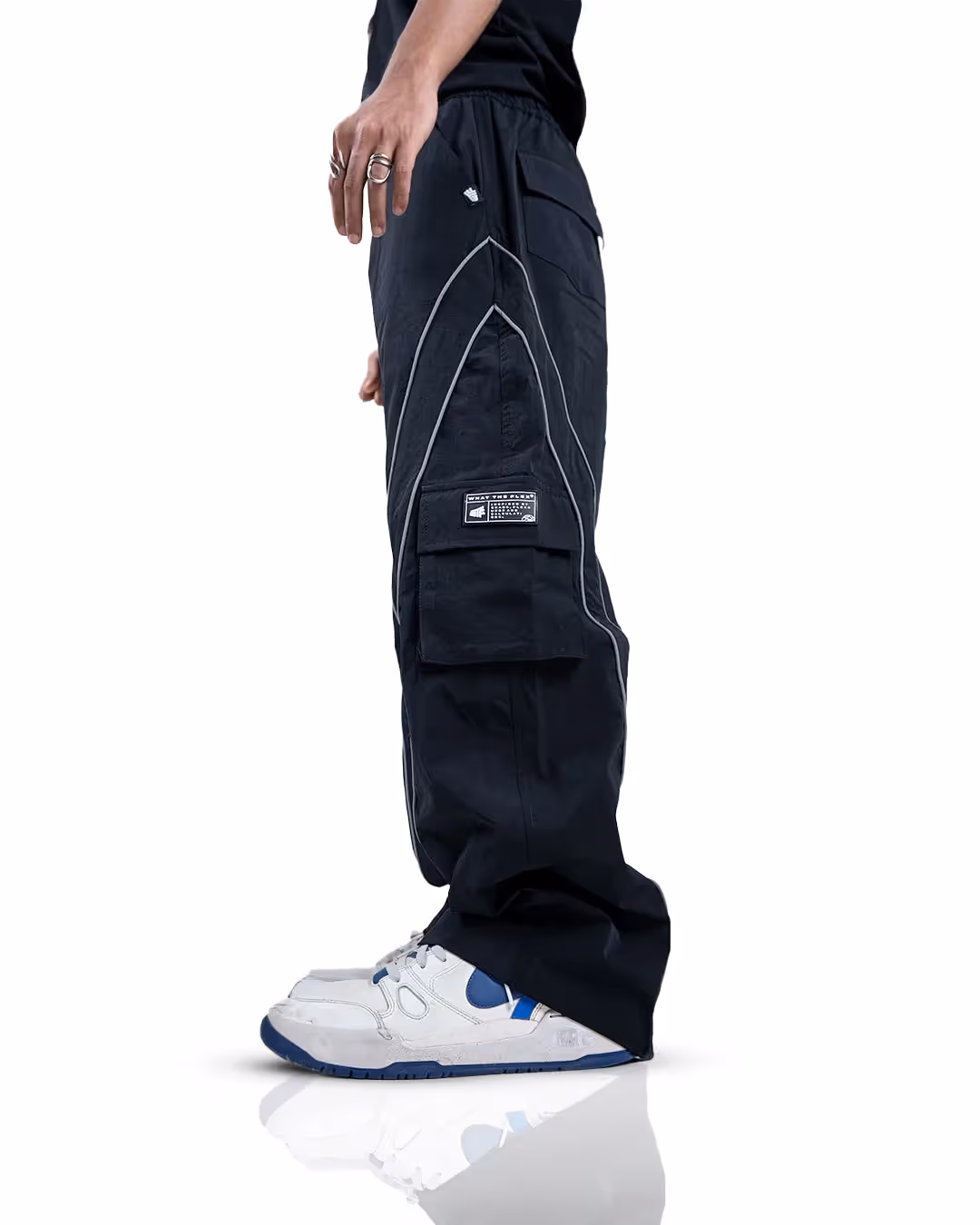 Black Edgy Parachute Pants image 2