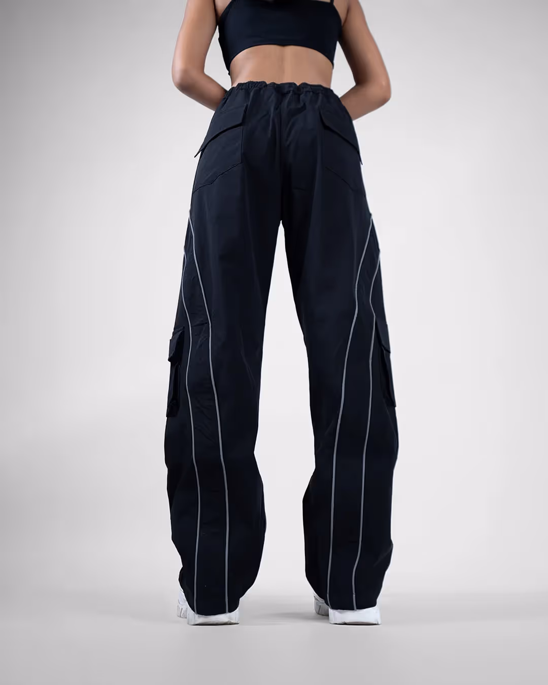 Black Edgy Parachute Pants image 9