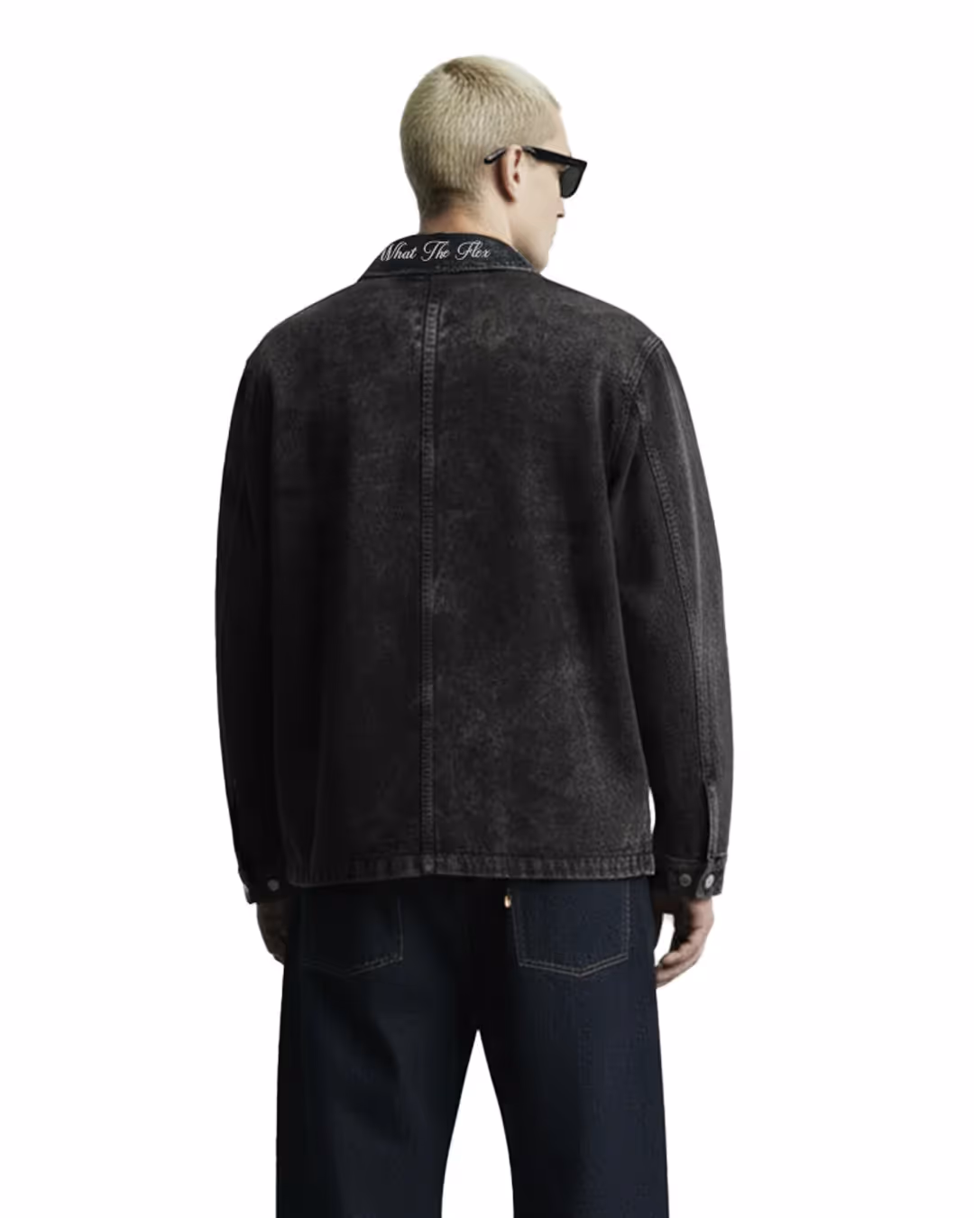 Black Long Sleeve Stitched Denim Overshirt  image 3