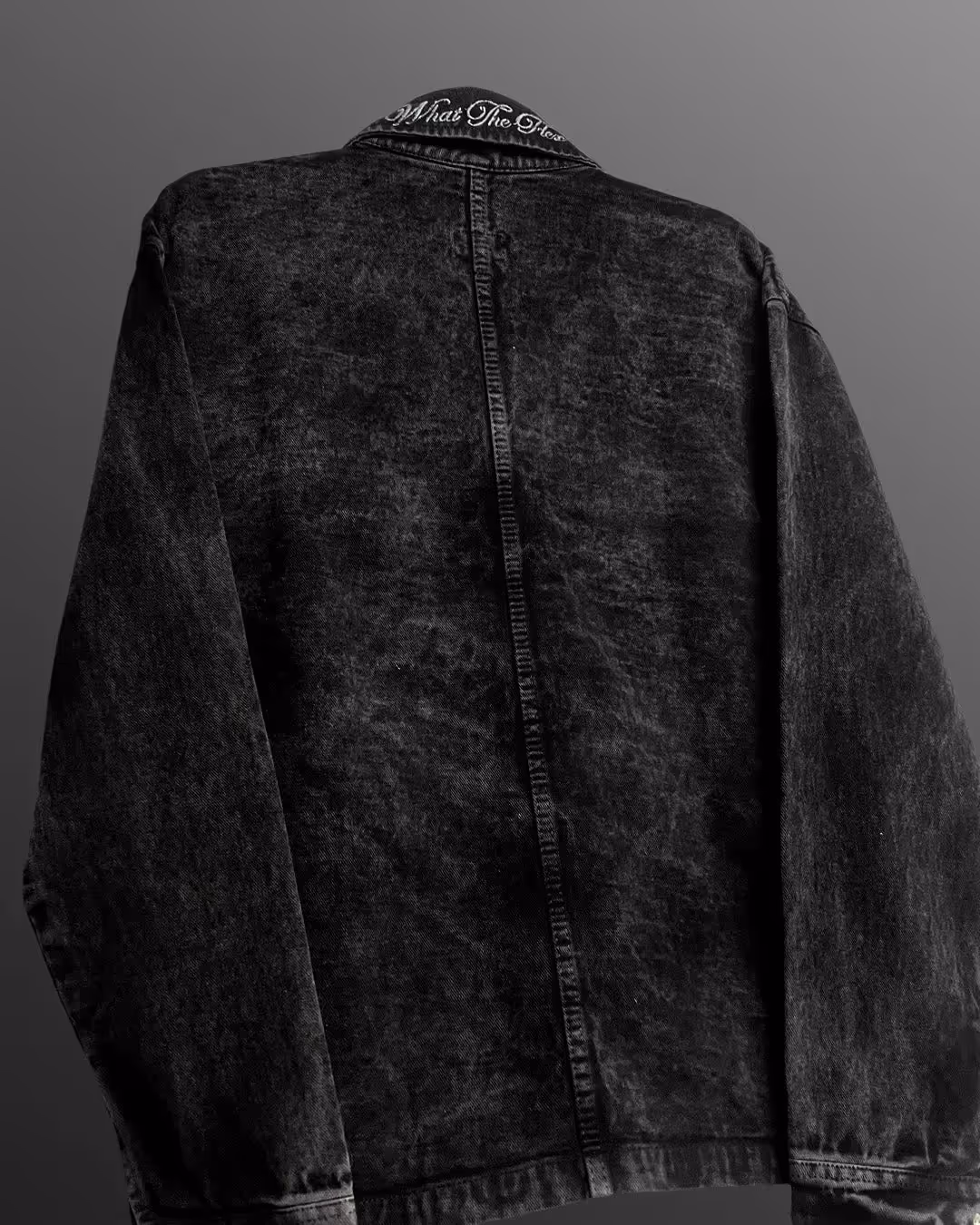 Black Long Sleeve Stitched Denim Overshirt  image 5