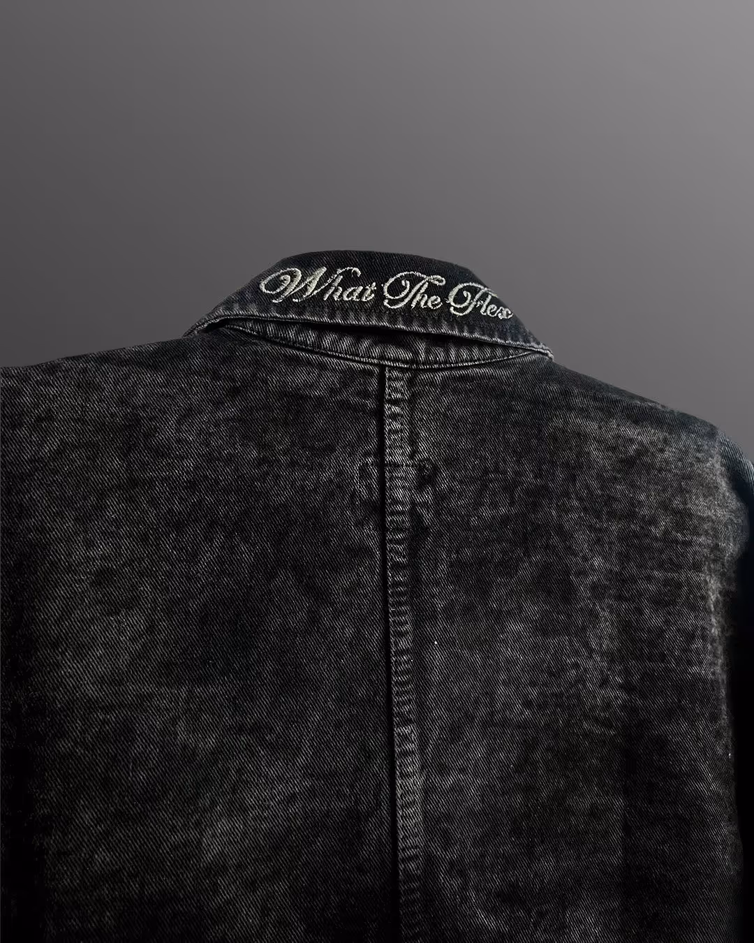Black Long Sleeve Stitched Denim Overshirt  image 6