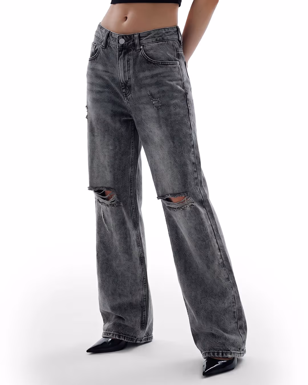 Black Rugged Baggy Jeans image 1