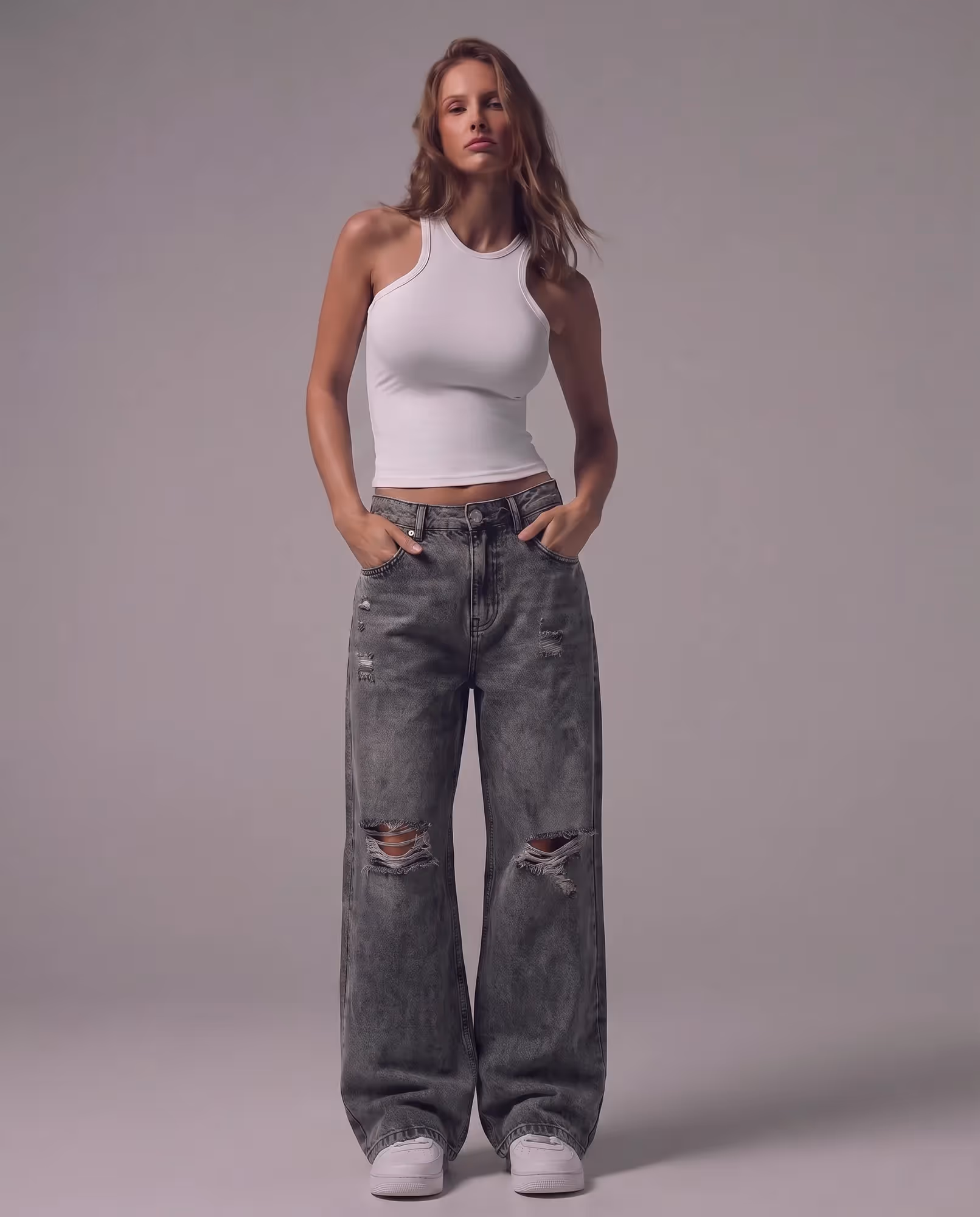 Black Rugged Baggy Jeans image 4