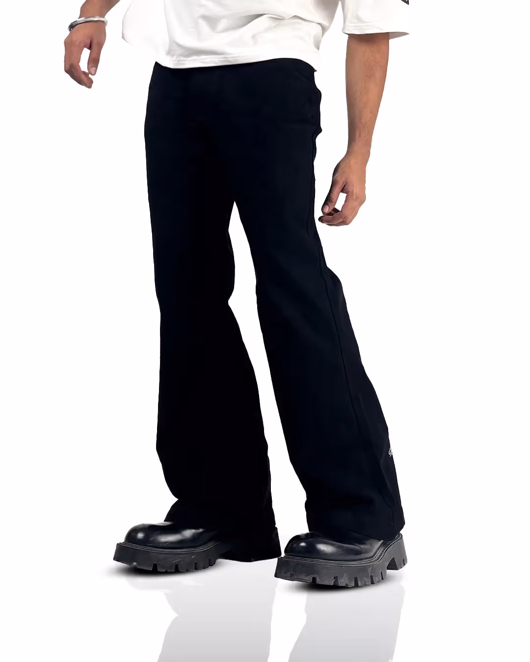 Black Wide Flared Jeans image 1