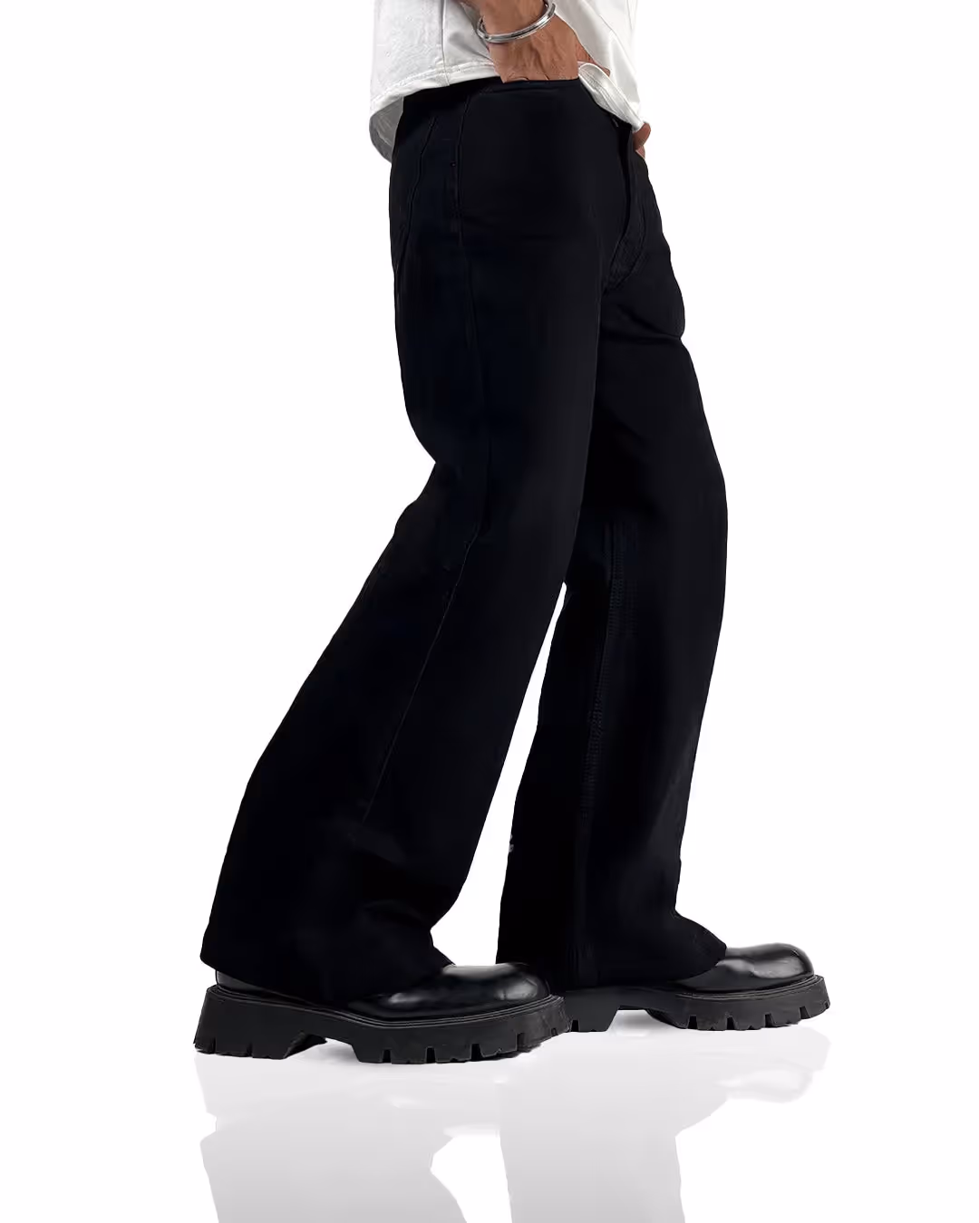 Black Wide Flared Jeans  image 2