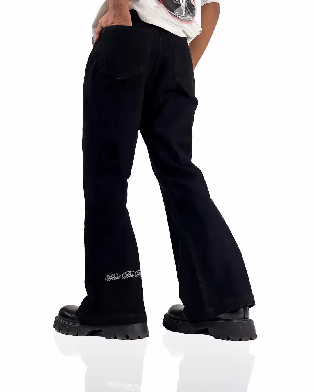 Black Wide Flared Jeans  image 3