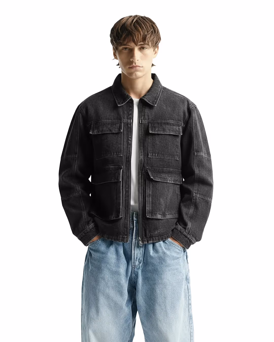 Charcoal Black Denim Jacket  image 3