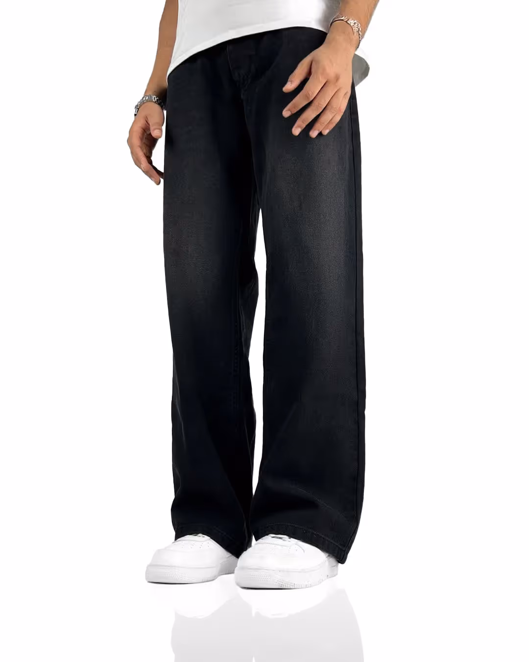Charcoal Black Straight Cut Jeans image 1