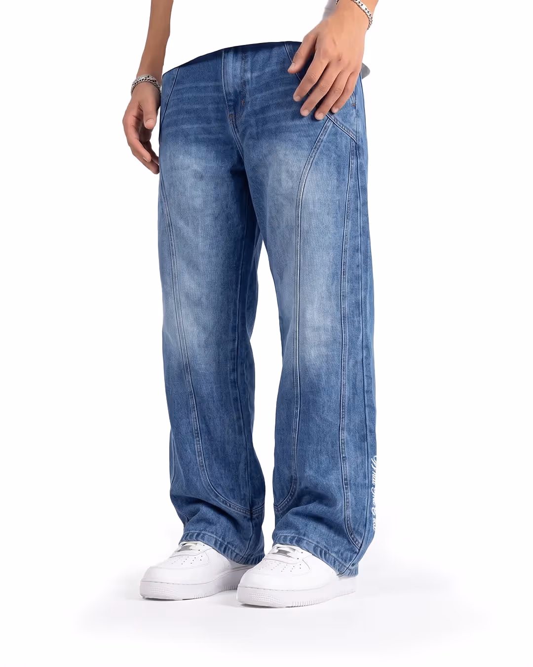 Cold Fade Pattern Straight Cut Jeans image 1