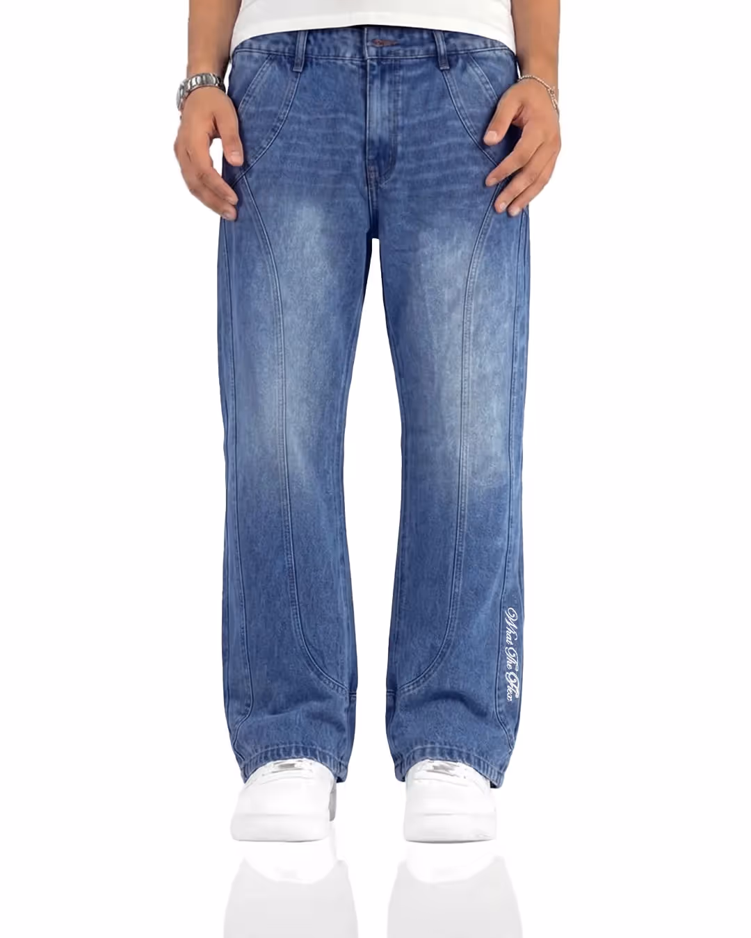 Cold Fade Pattern Straight Cut Jeans  image 2