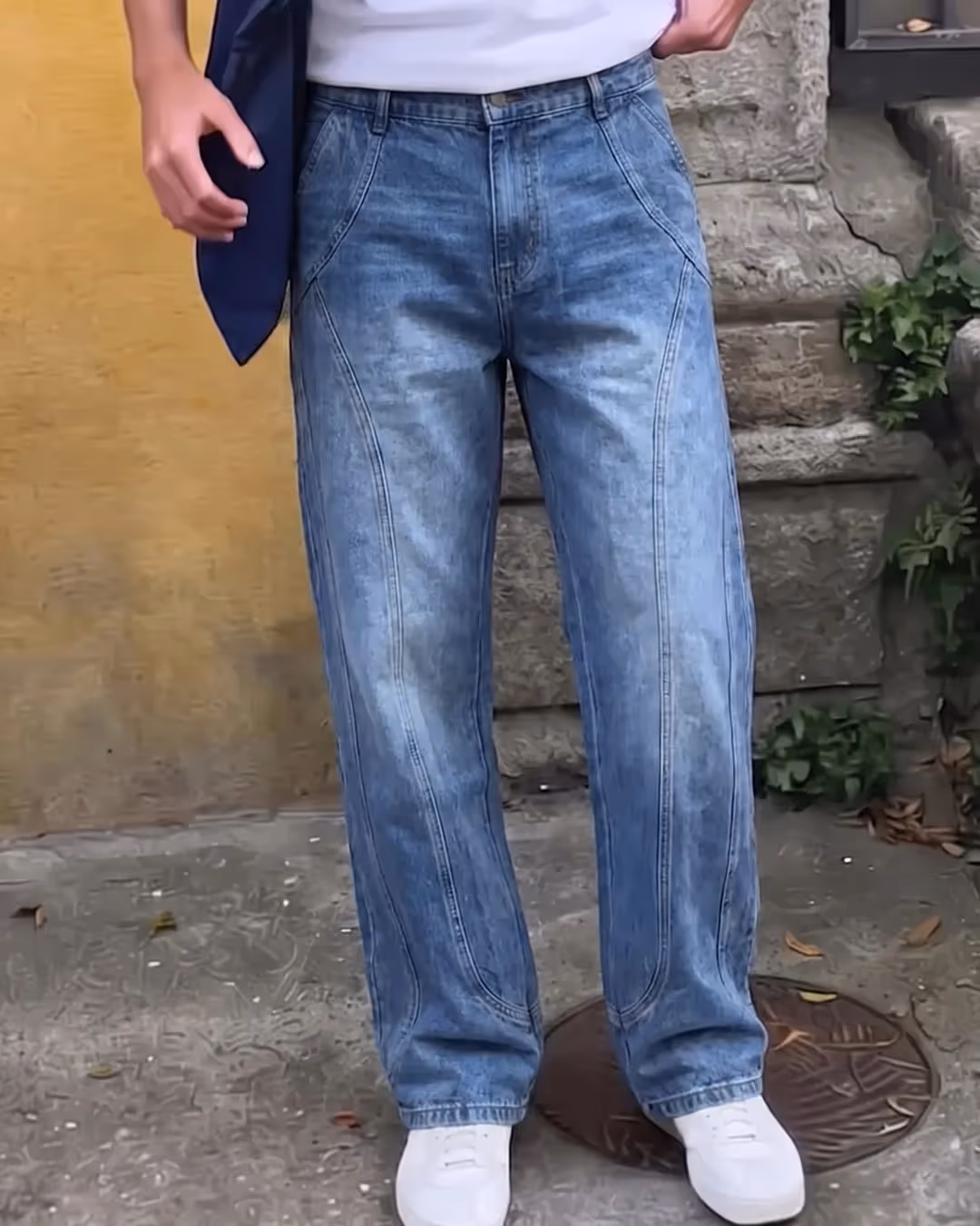 Cold Fade Pattern Straight Cut Jeans  image 3