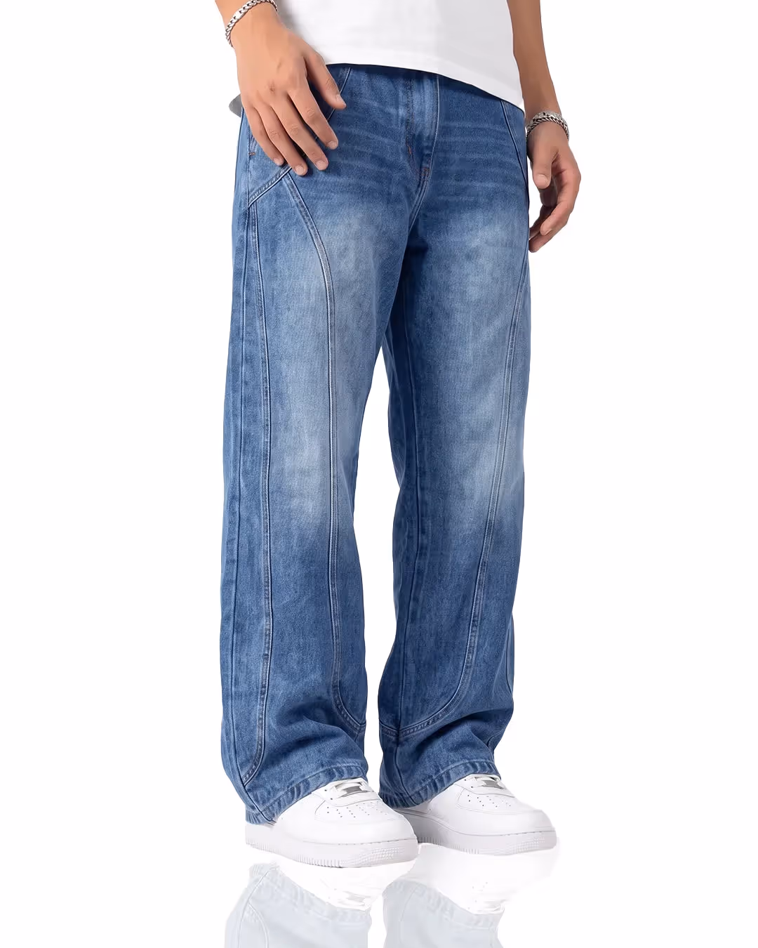 Cold Fade Pattern Straight Cut Jeans  image 7