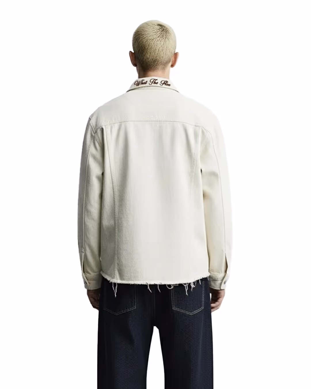 Cream Long Sleeve Stitched Denim Overshirt image 2